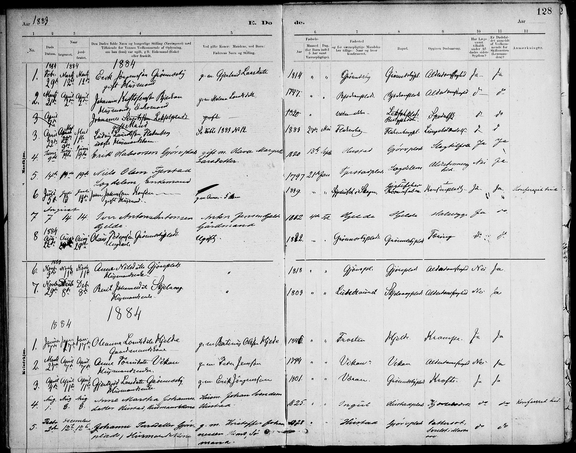 Ministerialprotokoller, klokkerbøker og fødselsregistre - Nord-Trøndelag, SAT/A-1458/732/L0316: Ministerialbok nr. 732A01, 1879-1921, s. 128