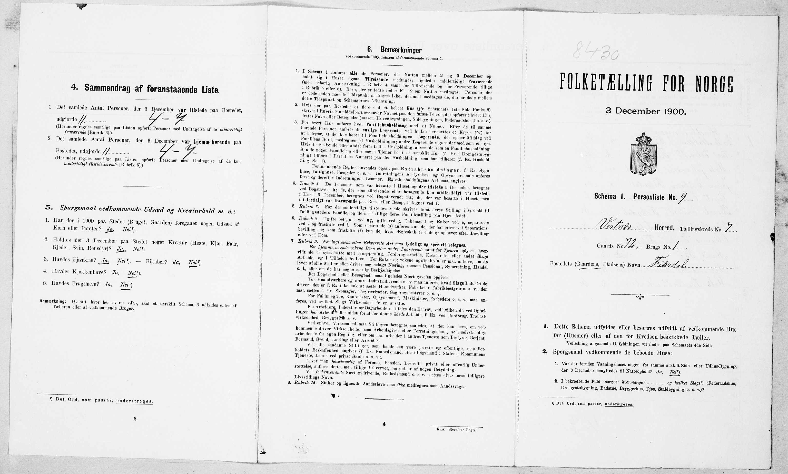 SAT, Folketelling 1900 for 1535 Vestnes herred, 1900, s. 695