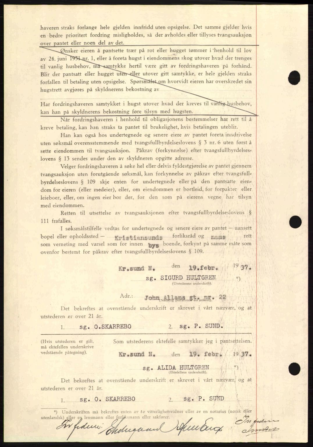 Kristiansund byfogd, AV/SAT-A-4587/A/27: Pantebok nr. 29, 1936-1937, Dagboknr: 107/1937