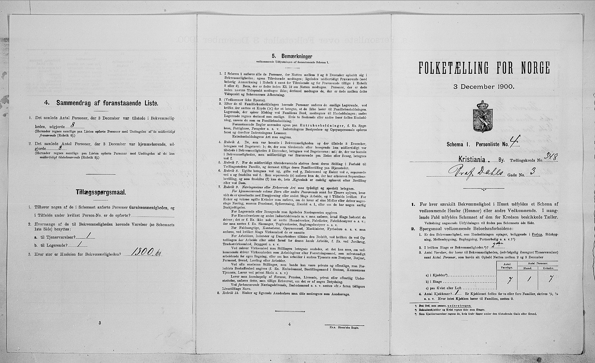 SAO, Folketelling 1900 for 0301 Kristiania kjøpstad, 1900, s. 73168
