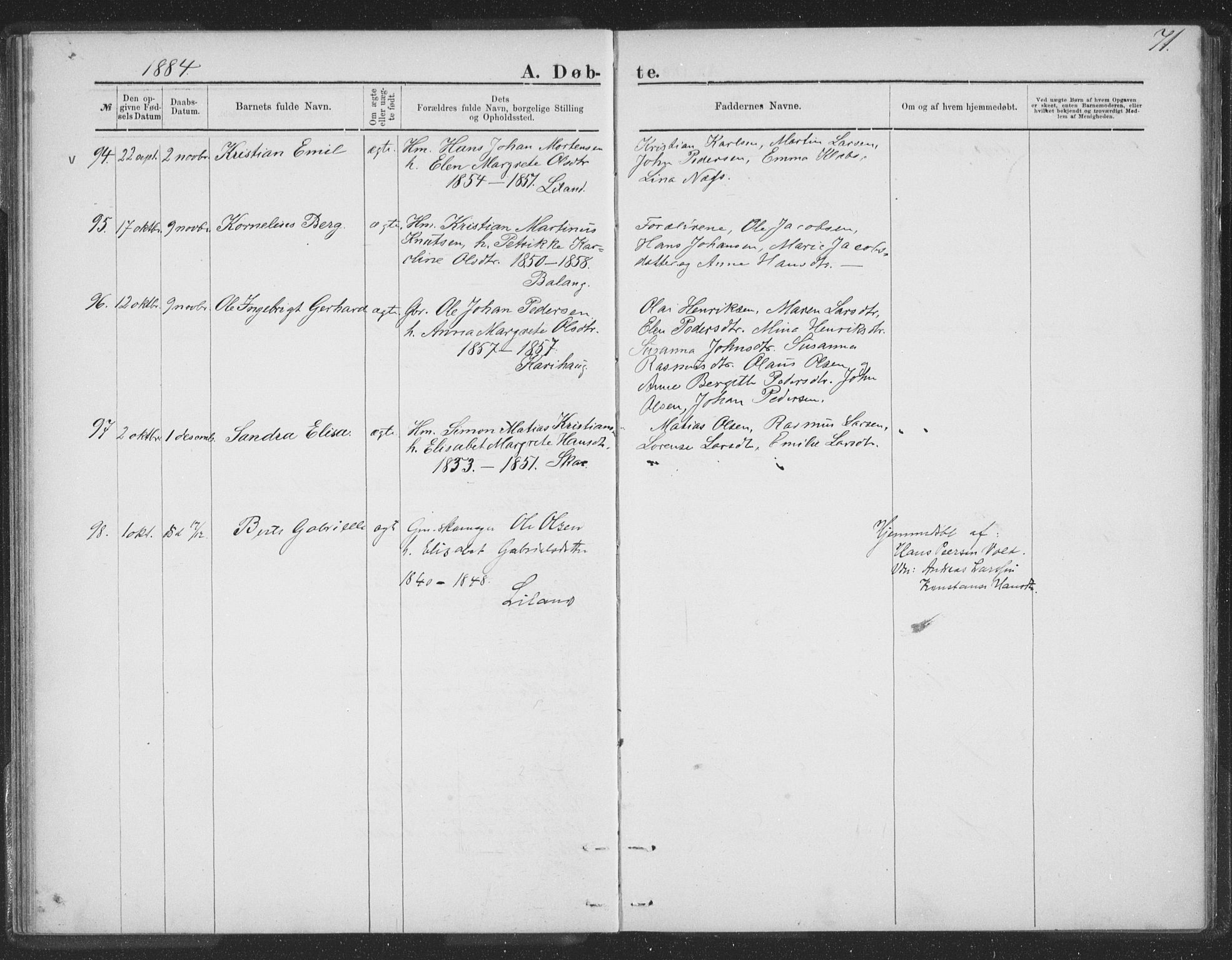 Ministerialprotokoller, klokkerbøker og fødselsregistre - Nordland, AV/SAT-A-1459/863/L0913: Klokkerbok nr. 863C03, 1877-1885, s. 71