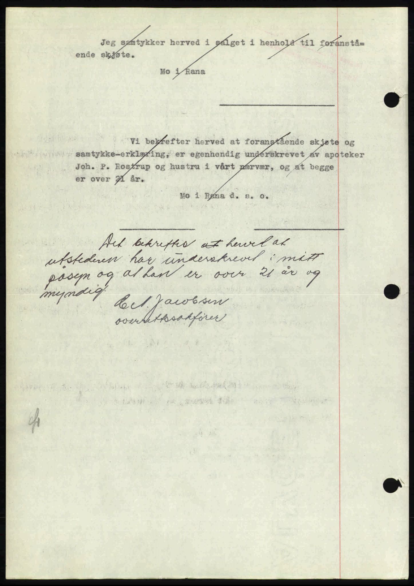 Rana sorenskriveri , SAT/A-1108/1/2/2C: Pantebok nr. A 6, 1939-1940, Dagboknr: 989/1939