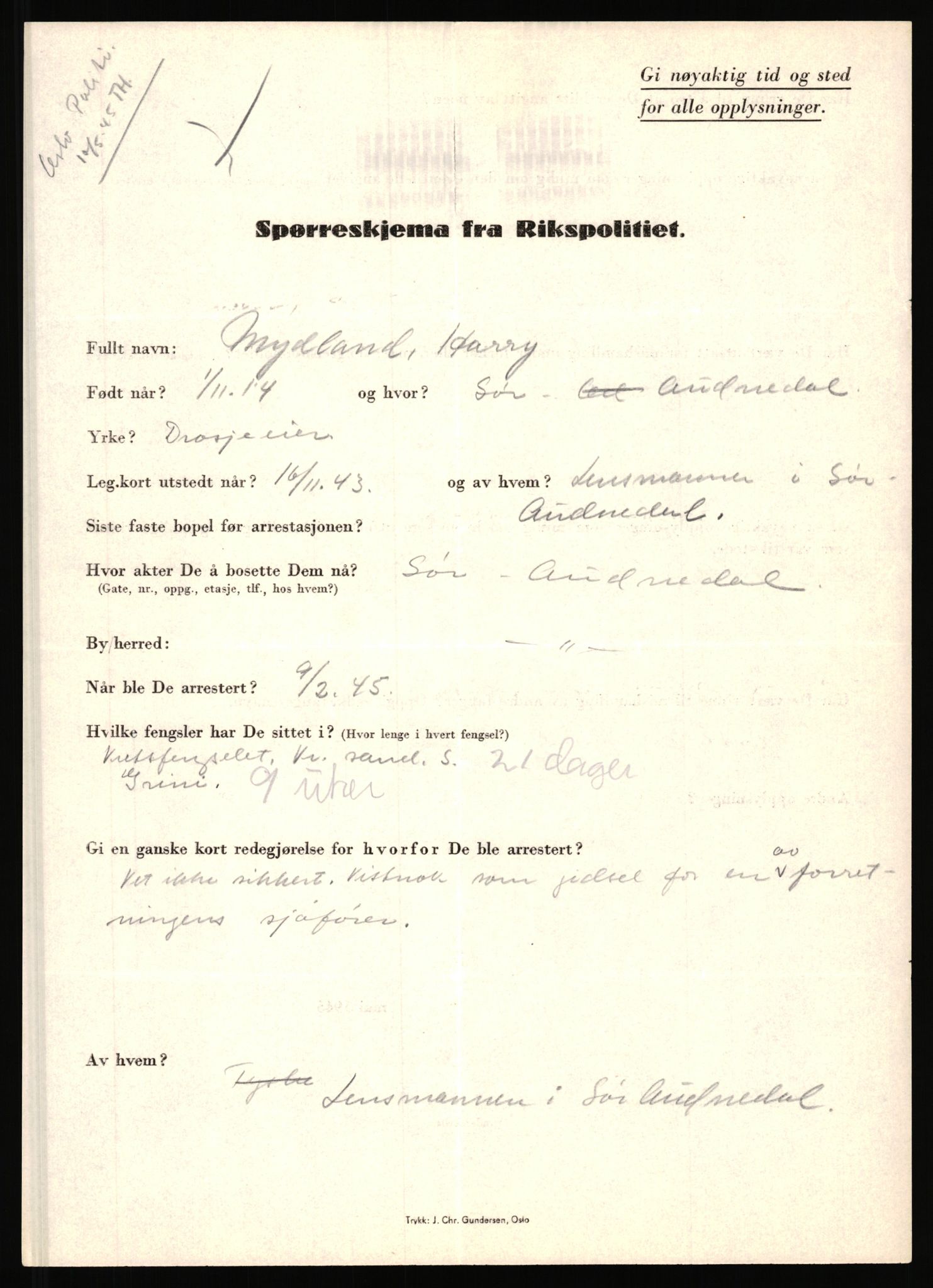 Rikspolitisjefen, AV/RA-S-1560/L/L0012: Mogensen, Øivind - Noraas, Lars, 1940-1945, s. 176