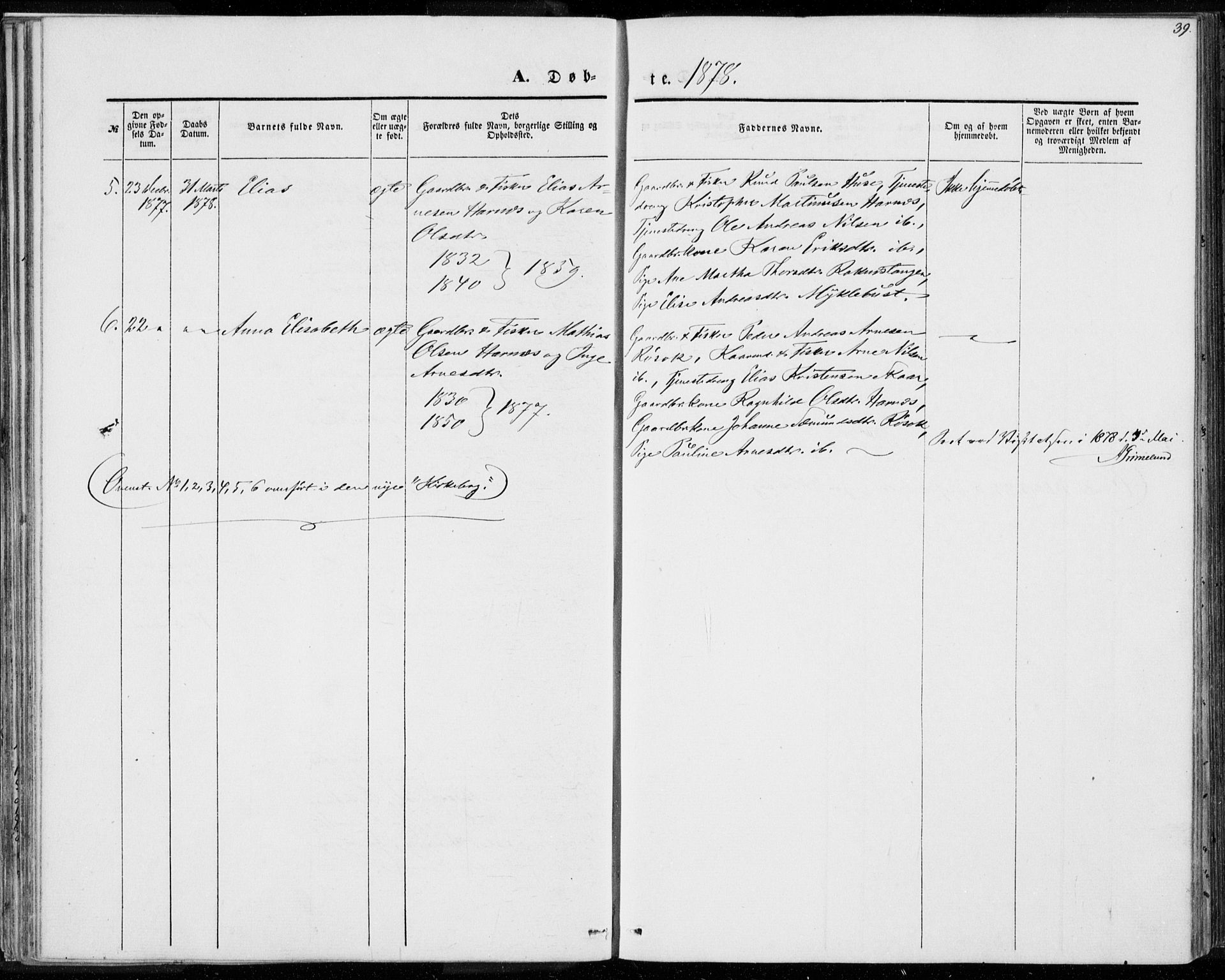 Ministerialprotokoller, klokkerbøker og fødselsregistre - Møre og Romsdal, SAT/A-1454/561/L0728: Ministerialbok nr. 561A02, 1858-1878, s. 39