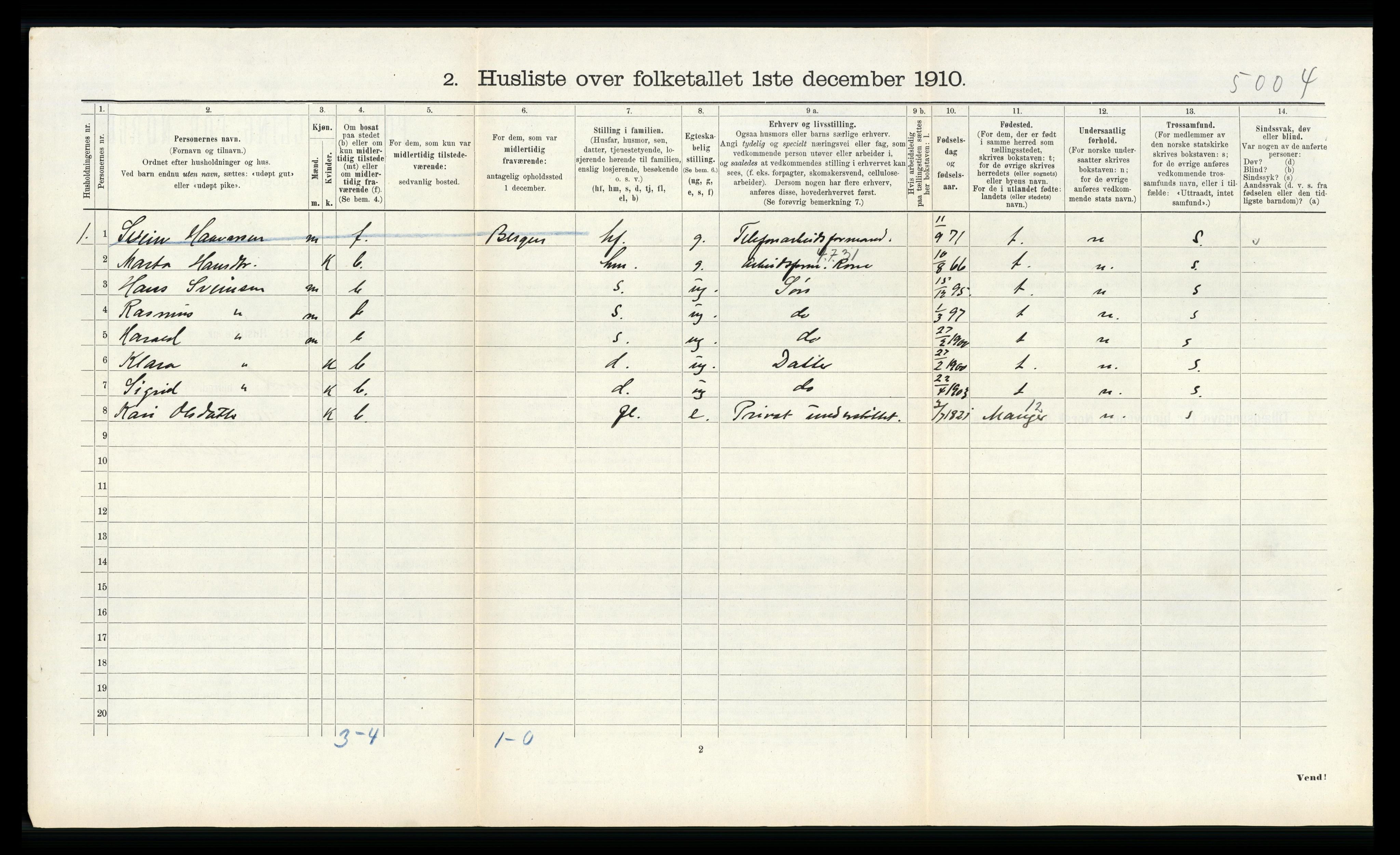 RA, Folketelling 1910 for 1257 Alversund herred, 1910, s. 615