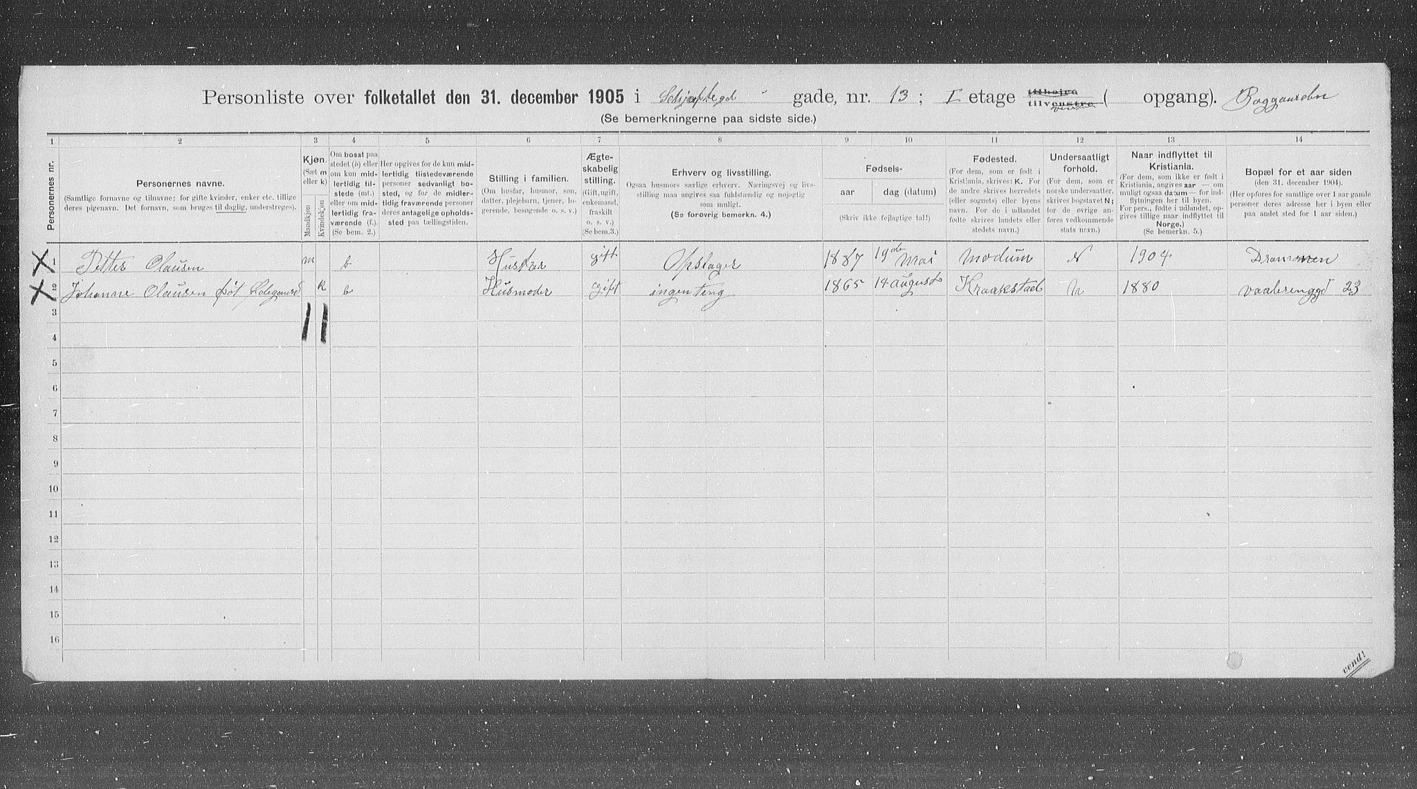 OBA, Kommunal folketelling 31.12.1905 for Kristiania kjøpstad, 1905, s. 46525