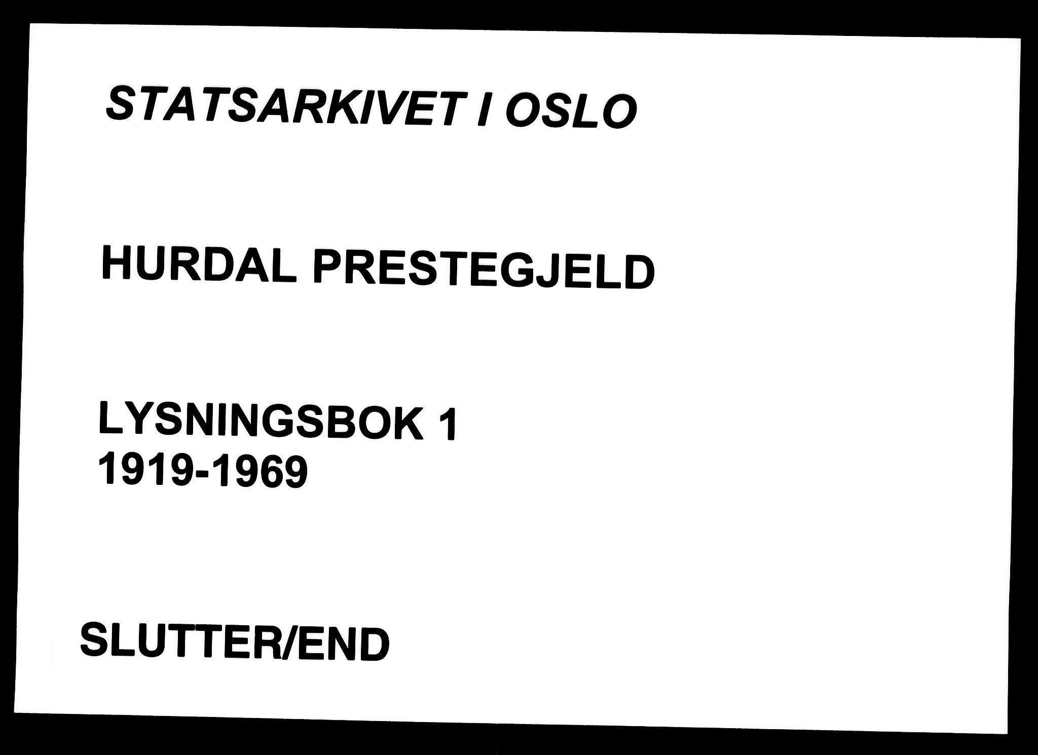 Hurdal prestekontor Kirkebøker, AV/SAO-A-10889/H/Ha/L0001: Lysningsprotokoll nr. 1, 1919-1969