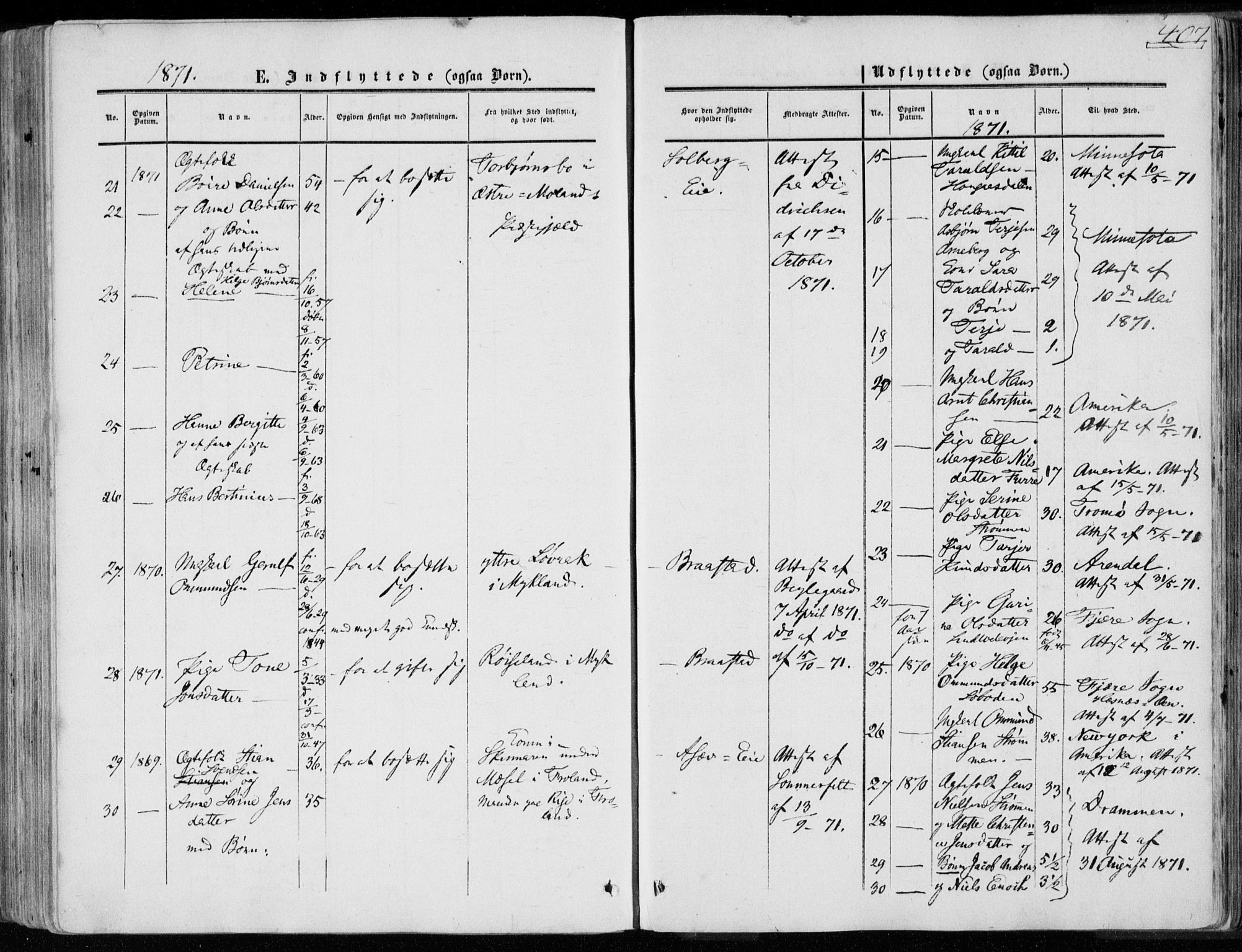 Øyestad sokneprestkontor, AV/SAK-1111-0049/F/Fa/L0015: Ministerialbok nr. A 15, 1857-1873, s. 407