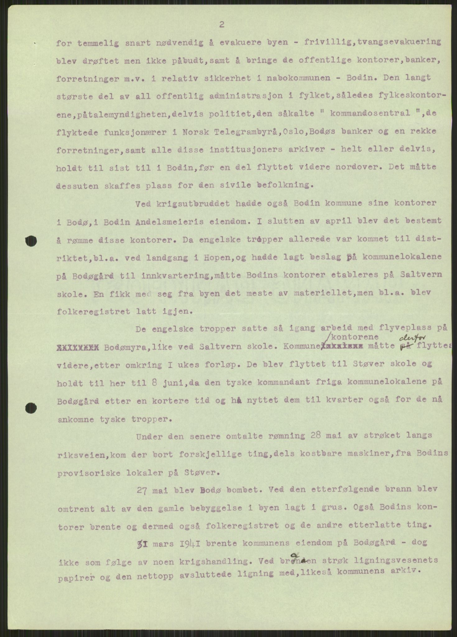 Forsvaret, Forsvarets krigshistoriske avdeling, AV/RA-RAFA-2017/Y/Ya/L0017: II-C-11-31 - Fylkesmenn.  Rapporter om krigsbegivenhetene 1940., 1940, s. 52