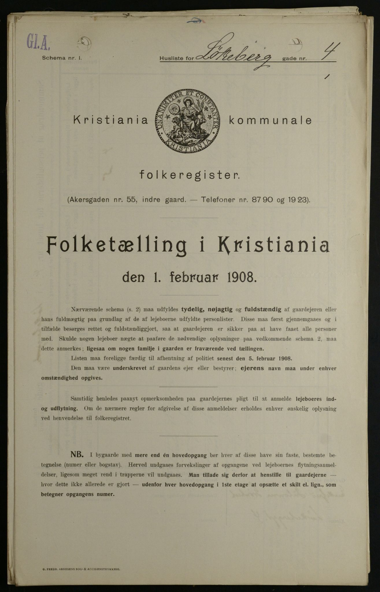 OBA, Kommunal folketelling 1.2.1908 for Kristiania kjøpstad, 1908, s. 52437