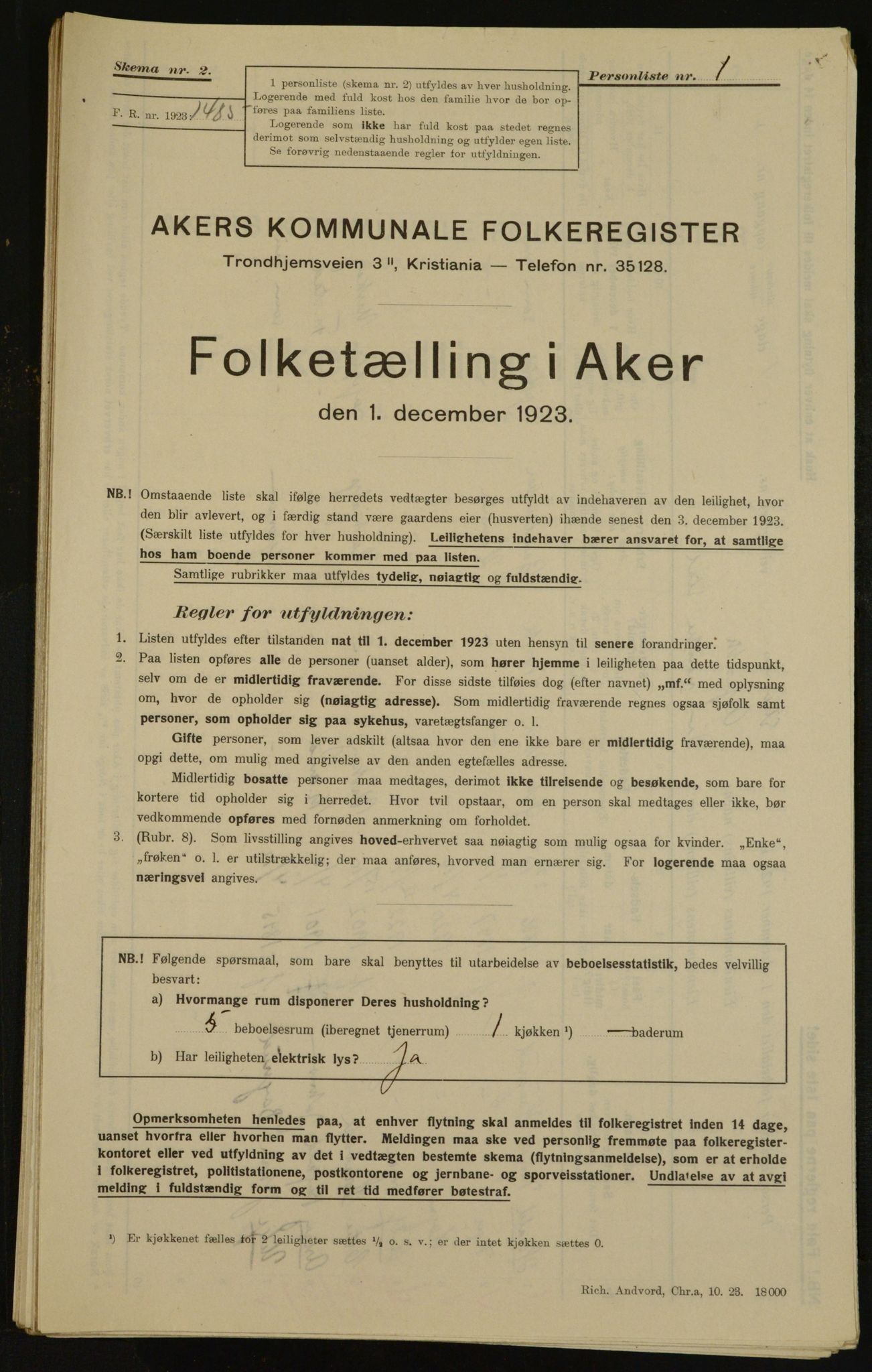 , Kommunal folketelling 1.12.1923 for Aker, 1923, s. 31696