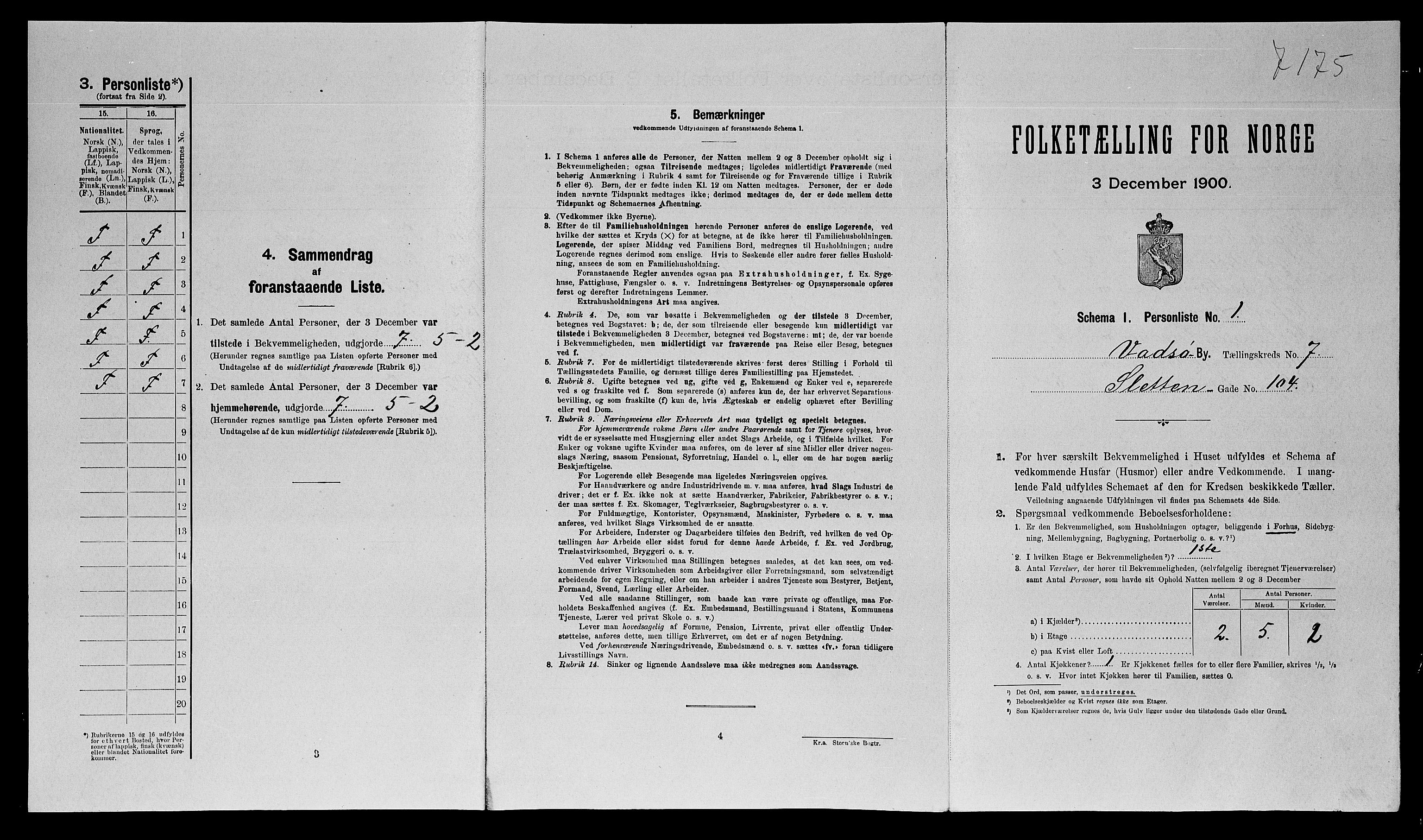 SATØ, Folketelling 1900 for 2003 Vadsø kjøpstad, 1900, s. 1157