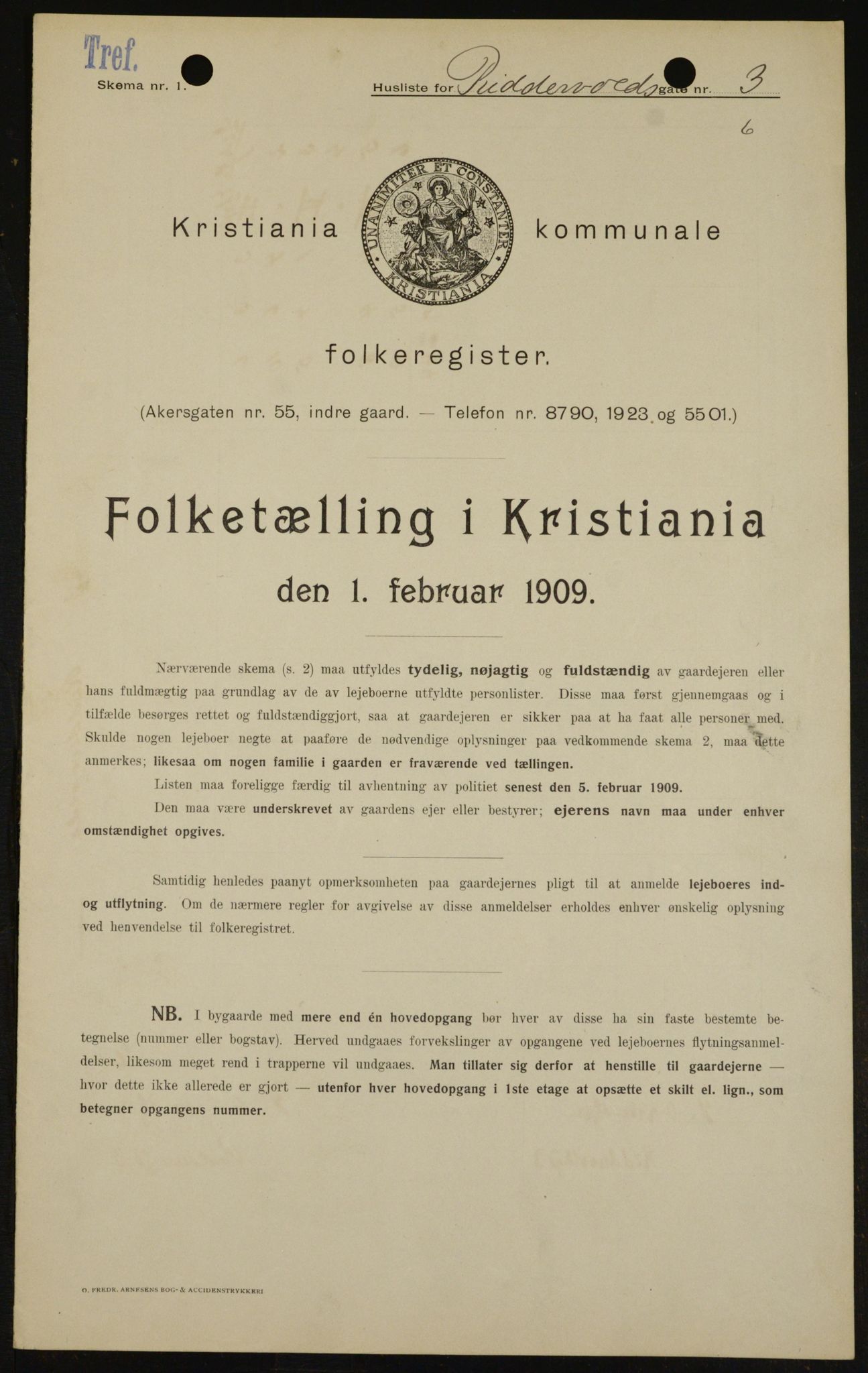 OBA, Kommunal folketelling 1.2.1909 for Kristiania kjøpstad, 1909, s. 75286