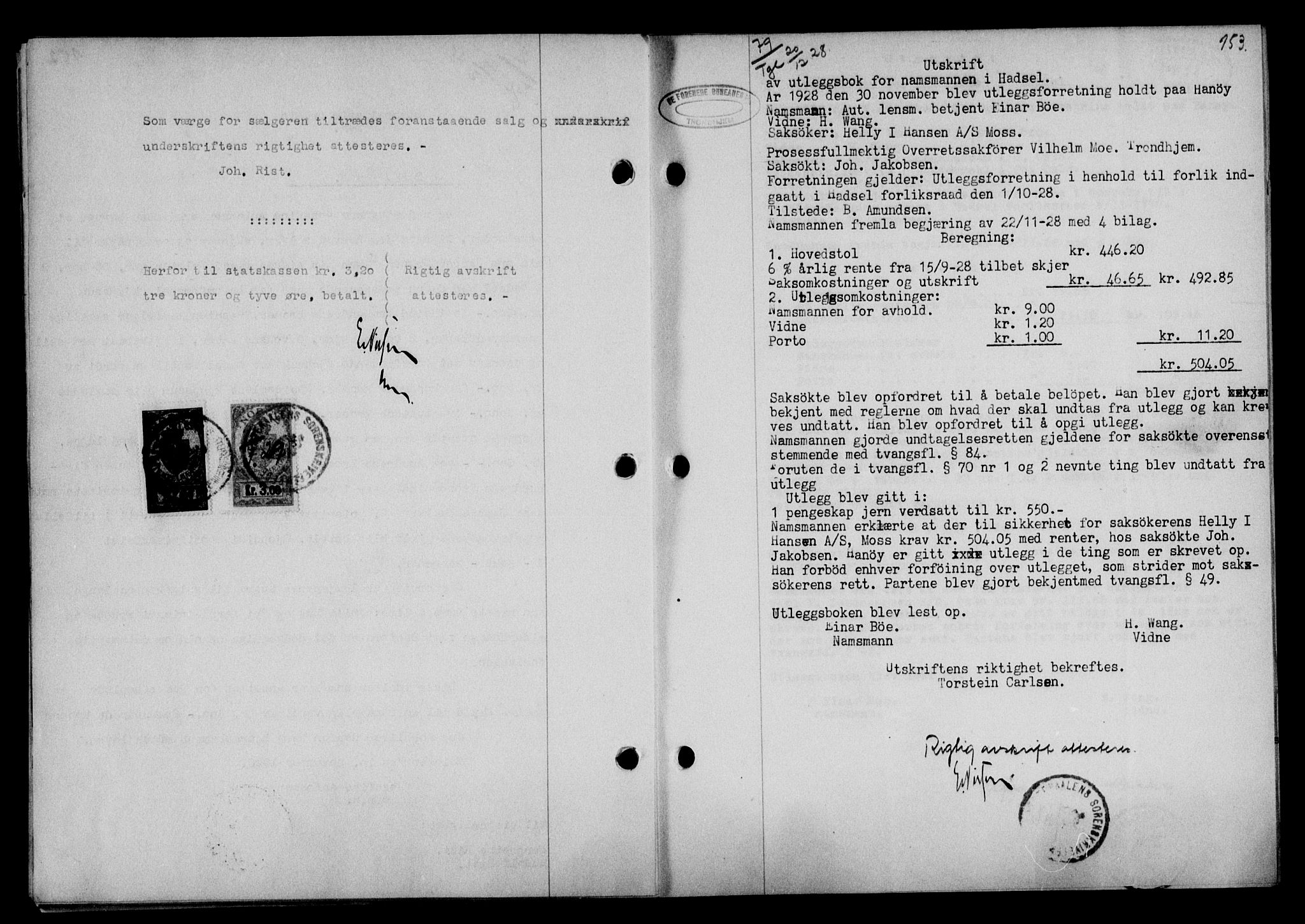 Vesterålen sorenskriveri, SAT/A-4180/1/2/2Ca/L0047: Pantebok nr. 40, 1928-1929, Tingl.dato: 20.12.1928