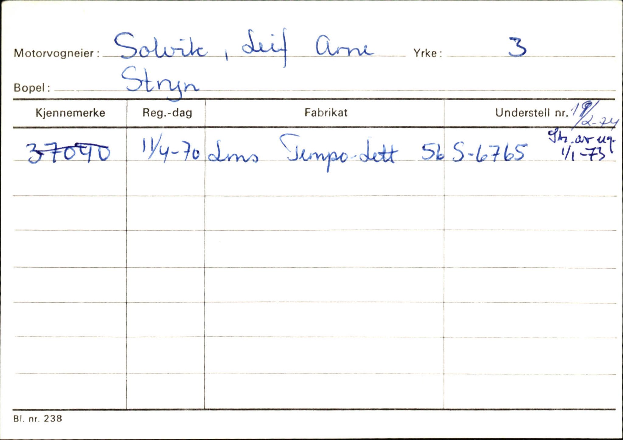 Statens vegvesen, Sogn og Fjordane vegkontor, AV/SAB-A-5301/4/F/L0131: Eigarregister Høyanger P-Å. Stryn S-Å, 1945-1975, s. 1441