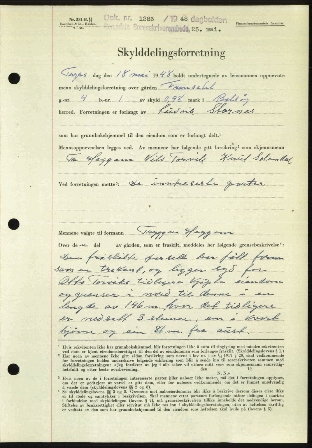 Romsdal sorenskriveri, SAT/A-4149/1/2/2C: Pantebok nr. A26, 1948-1948, Dagboknr: 1283/1948