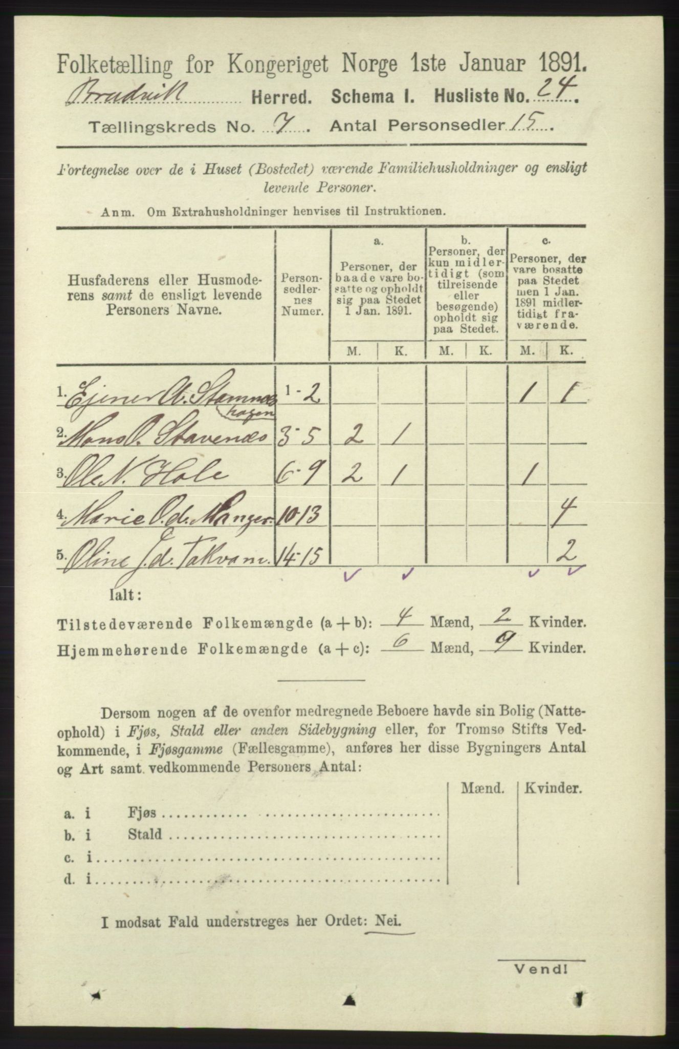 RA, Folketelling 1891 for 1251 Bruvik herred, 1891, s. 2034