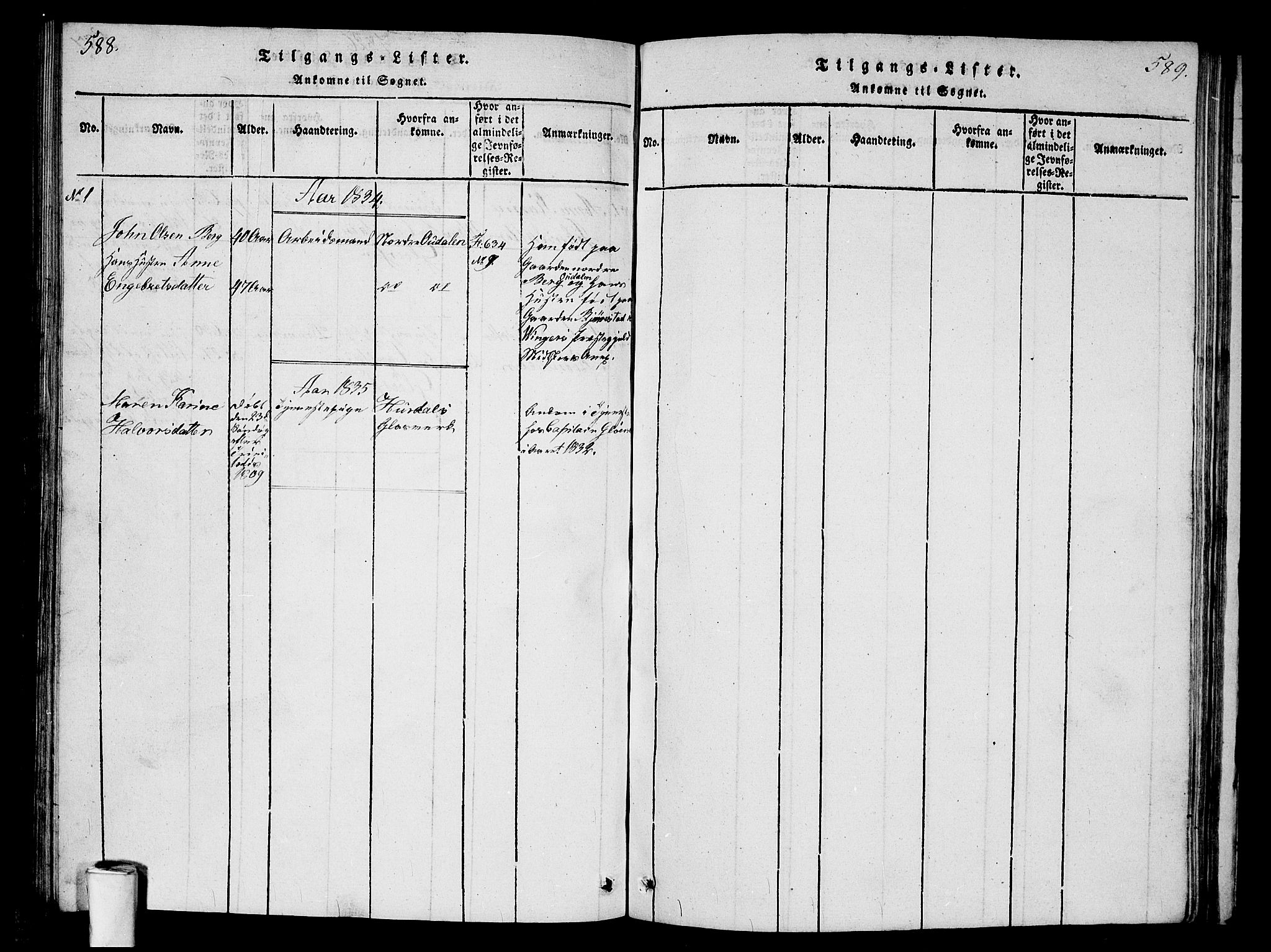 Kristiania tukthusprest Kirkebøker, SAO/A-10881/G/Ga/L0001: Klokkerbok nr. 1, 1818-1857, s. 588-589