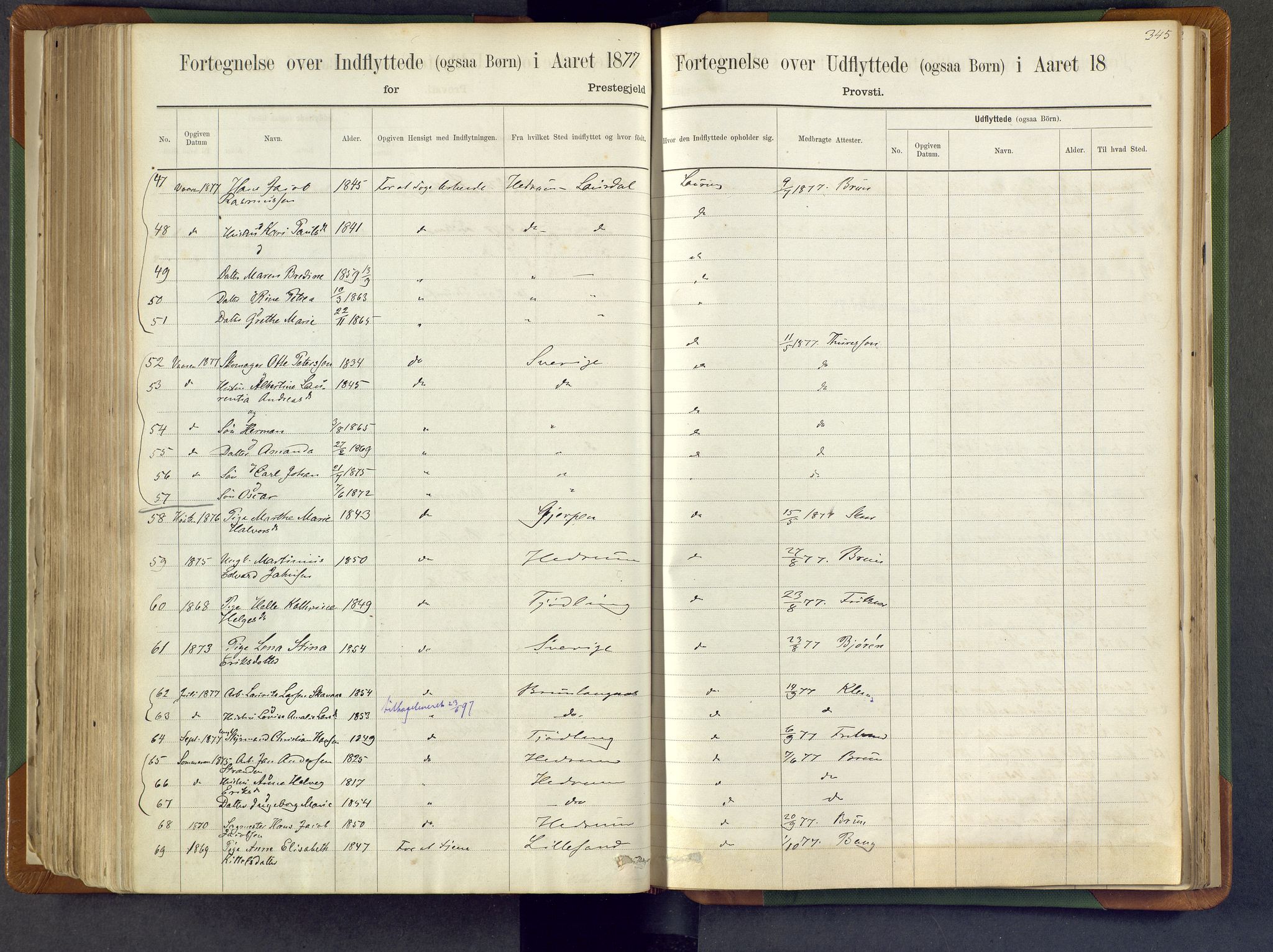 Larvik kirkebøker, AV/SAKO-A-352/F/Fa/L0007: Ministerialbok nr. I 7, 1871-1883, s. 345