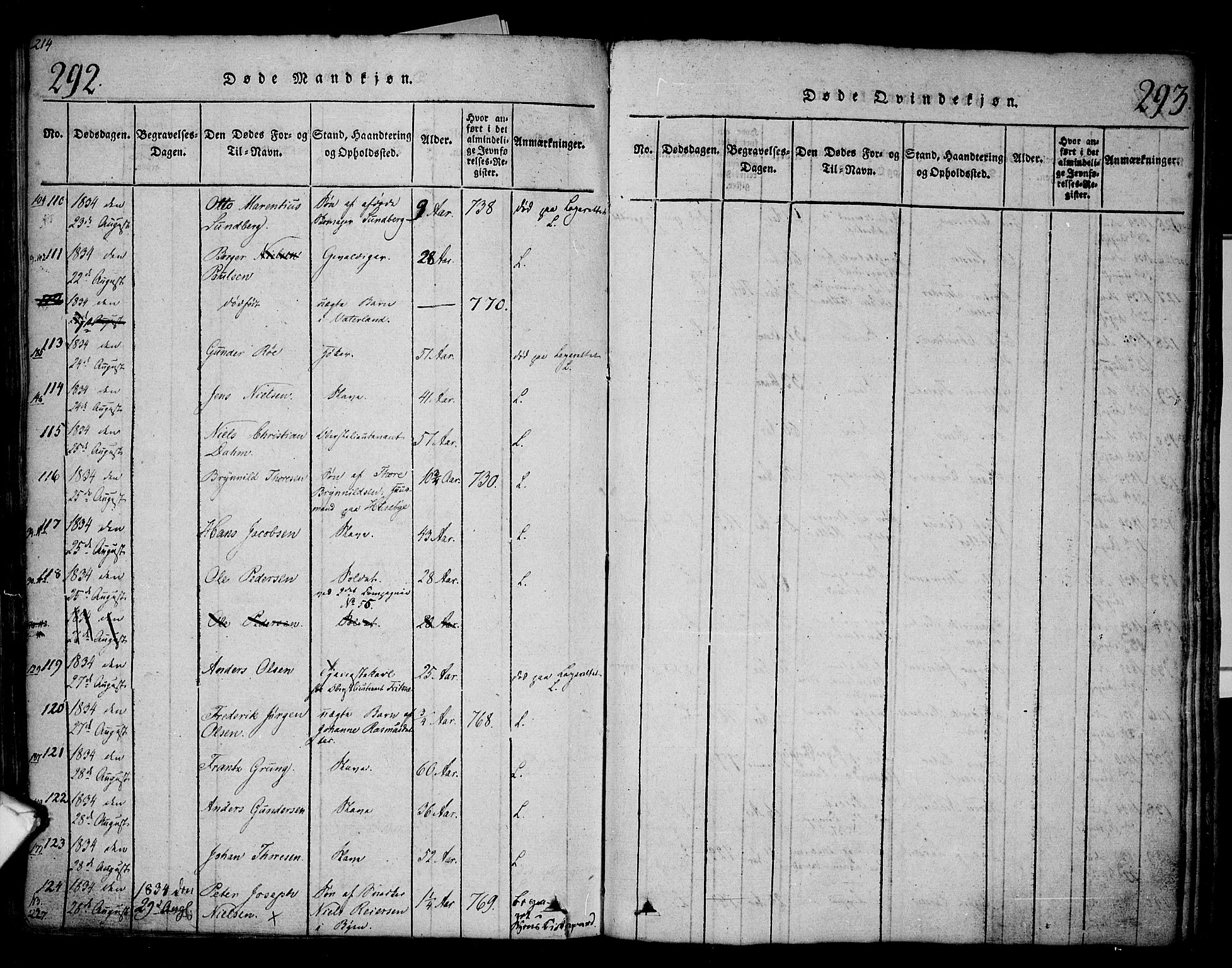 Fredrikstad prestekontor Kirkebøker, AV/SAO-A-11082/F/Fa/L0004: Ministerialbok nr. 4, 1816-1834, s. 292-293
