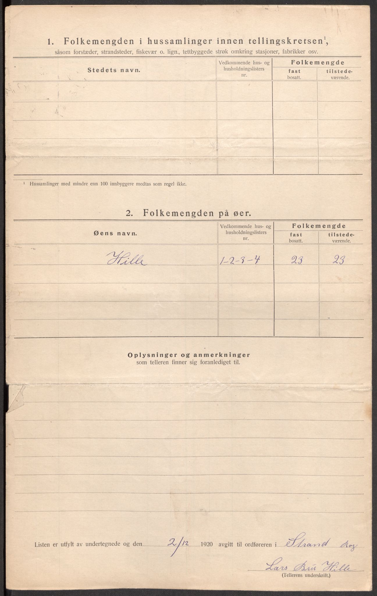 SAST, Folketelling 1920 for 1130 Strand herred, 1920, s. 47