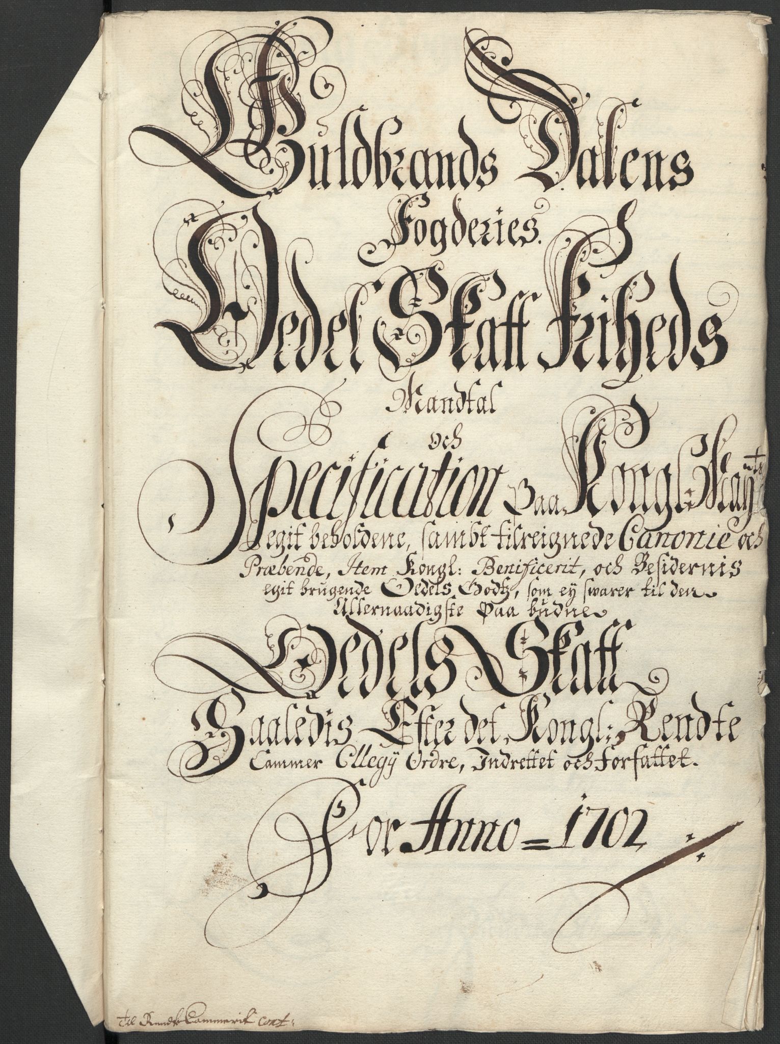 Rentekammeret inntil 1814, Reviderte regnskaper, Fogderegnskap, RA/EA-4092/R17/L1175: Fogderegnskap Gudbrandsdal, 1702, s. 152