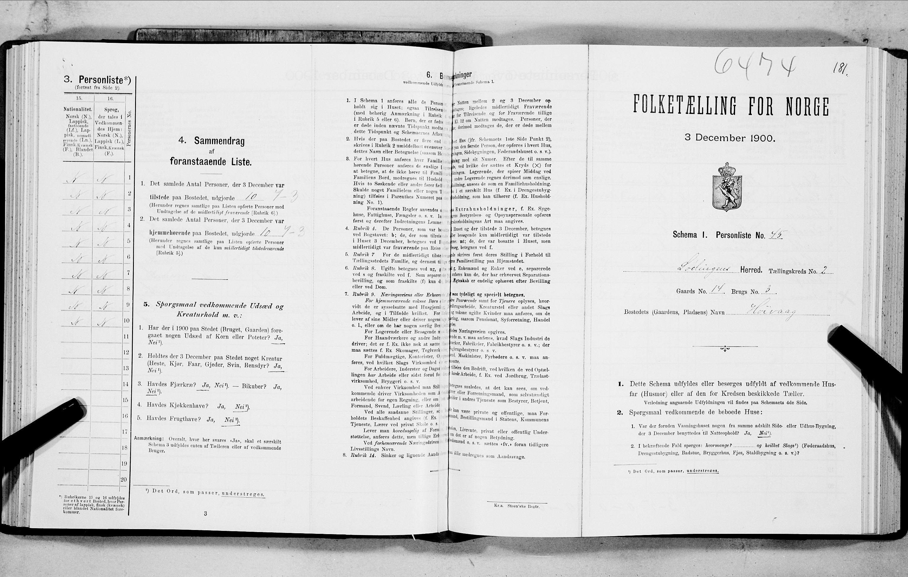 SAT, Folketelling 1900 for 1851 Lødingen herred, 1900, s. 181