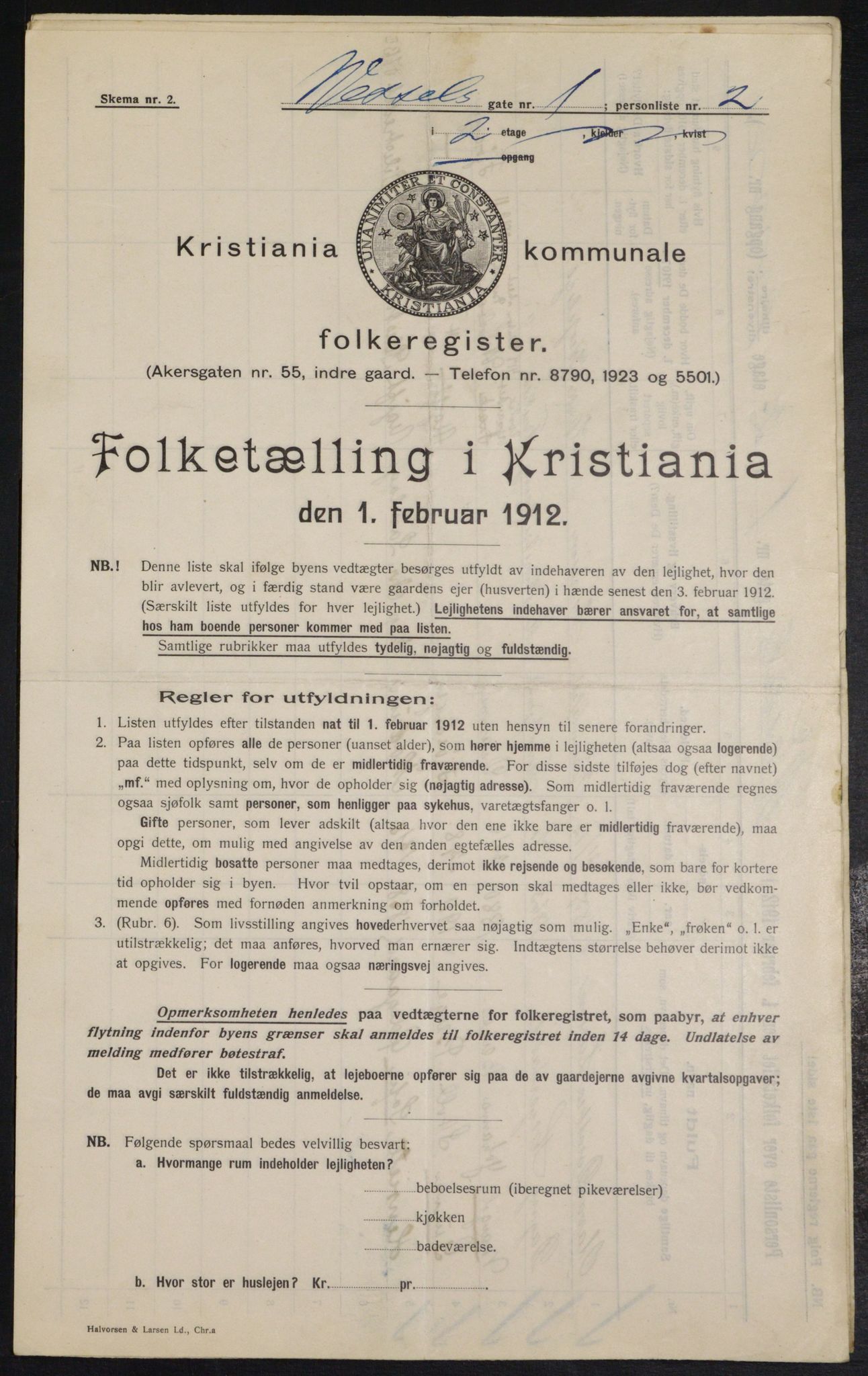OBA, Kommunal folketelling 1.2.1912 for Kristiania, 1912, s. 127880