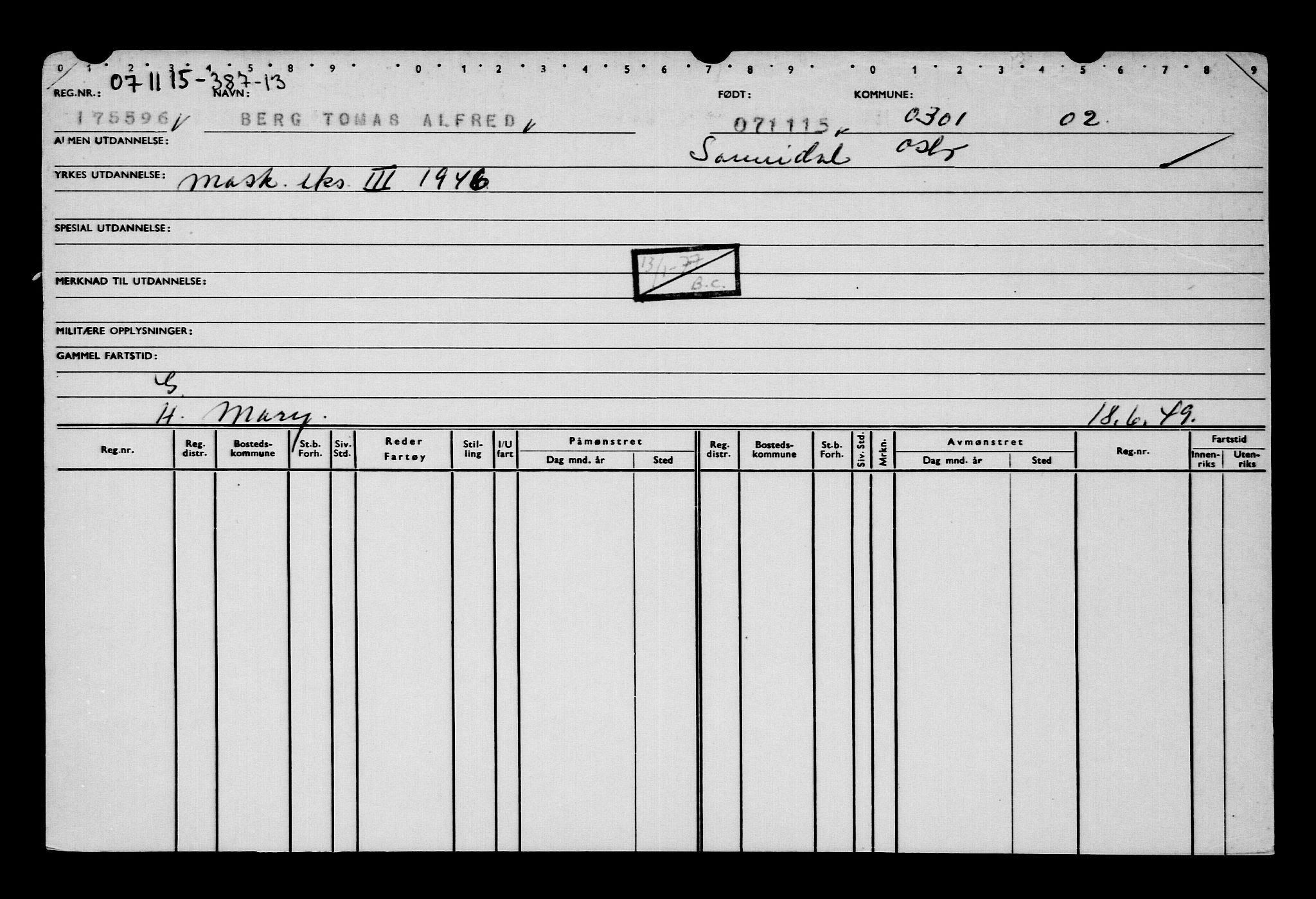 Direktoratet for sjømenn, RA/S-3545/G/Gb/L0134: Hovedkort, 1915, s. 365