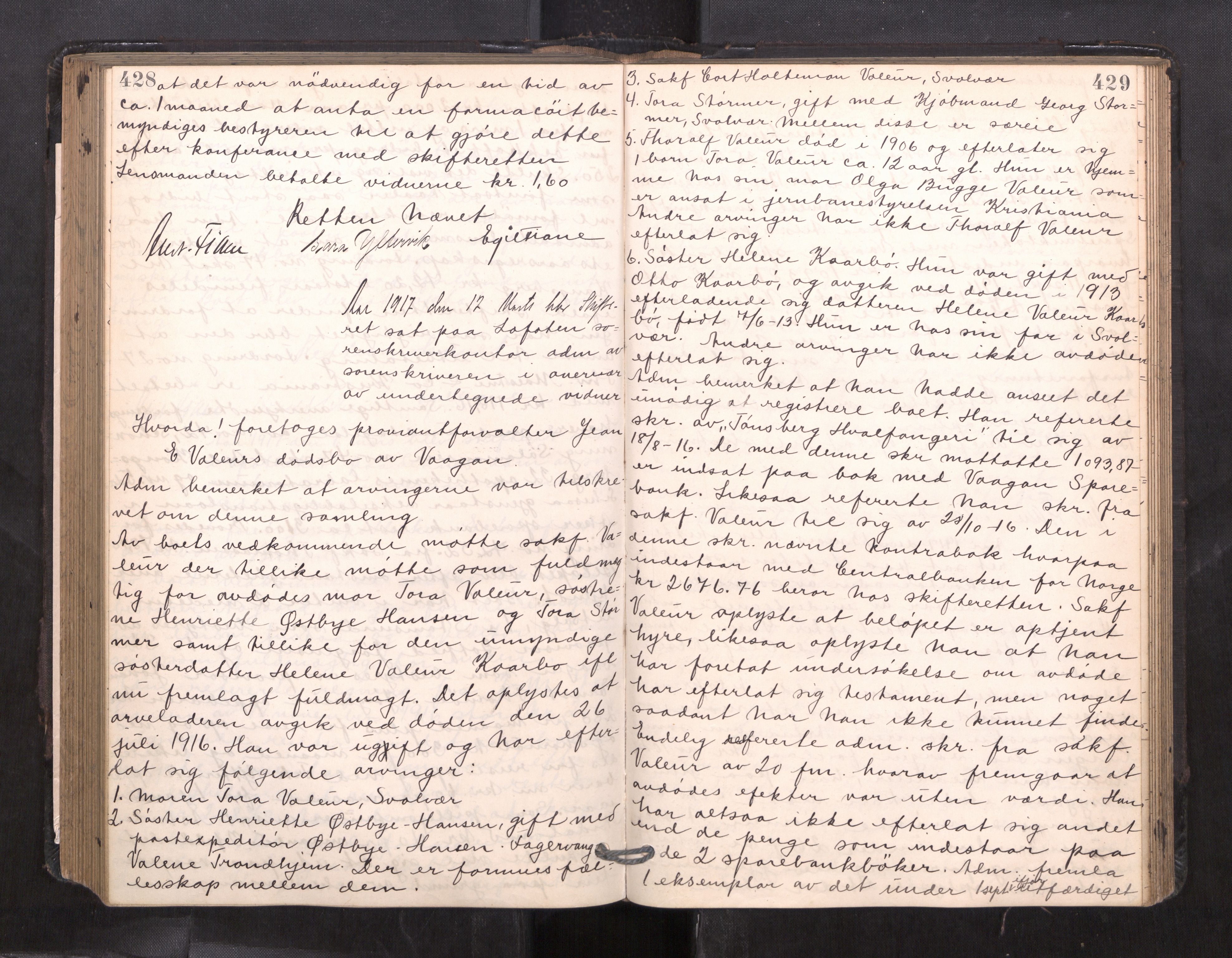 Lofoten sorenskriveri, AV/SAT-A-0017/1/3/3B/L0009: Skifteforhandlings-protokoll, 1914-1919, s. 428-429