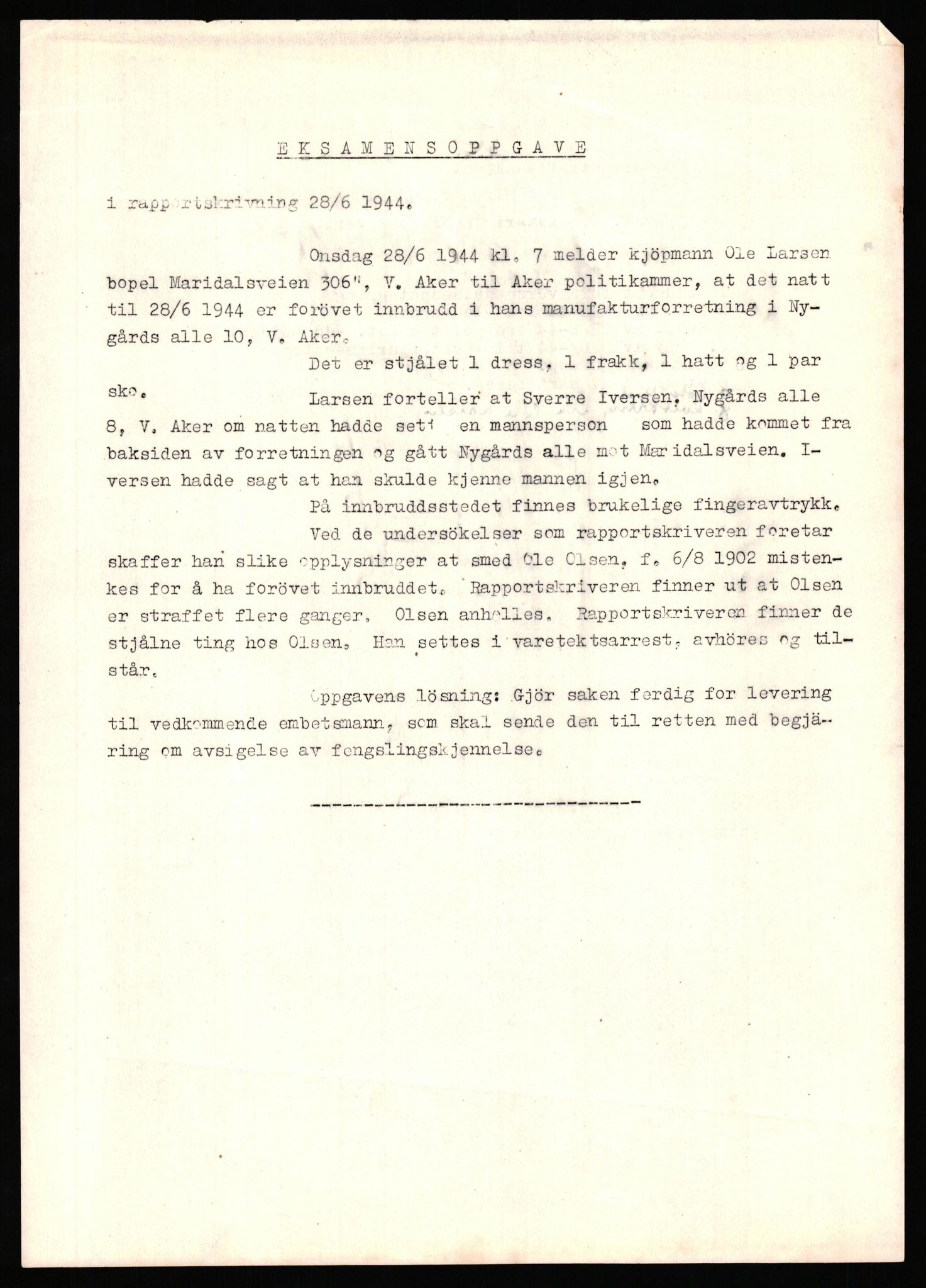 Landssvikarkivet, Oslo politikammer, AV/RA-S-3138-01/F/Fa/L0001: Diverse dokumenter - avhørsrapporter fra landsvikssaker m.v. etter politimann ved Oslo politikammer, 1945-1946, s. 229