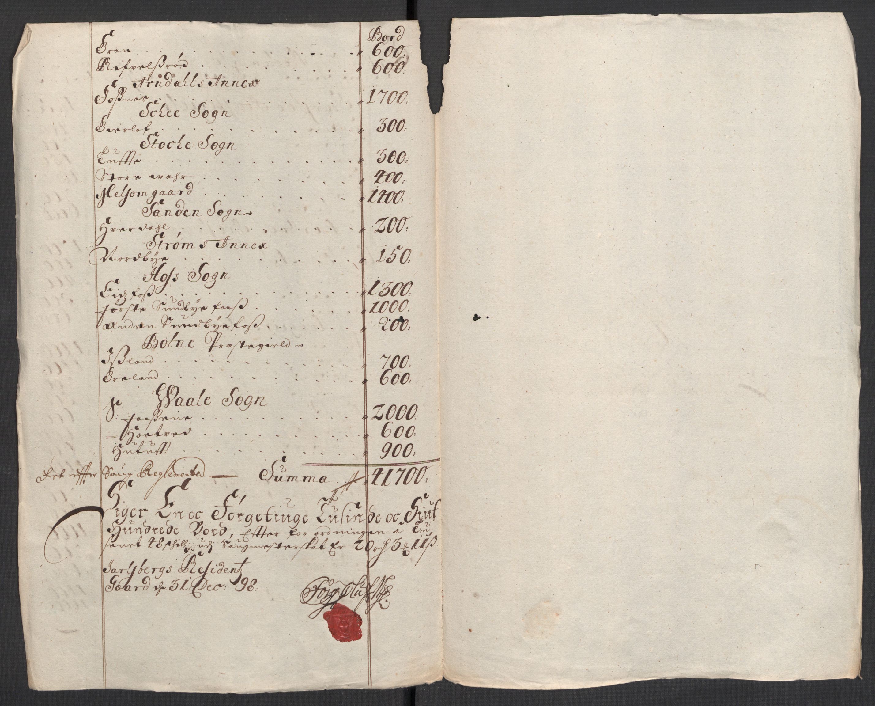 Rentekammeret inntil 1814, Reviderte regnskaper, Fogderegnskap, RA/EA-4092/R32/L1868: Fogderegnskap Jarlsberg grevskap, 1697-1699, s. 168