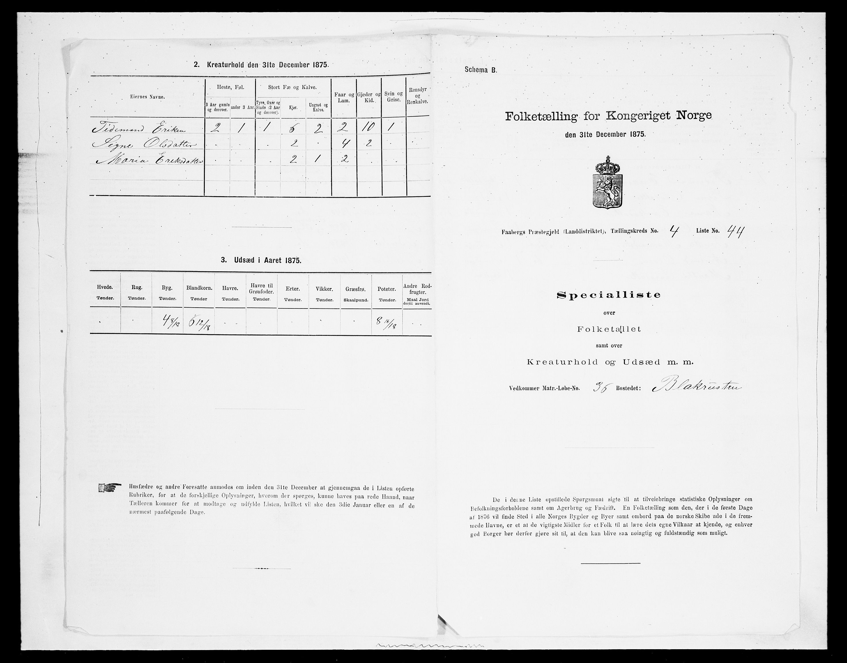 SAH, Folketelling 1875 for 0524L Fåberg prestegjeld, Fåberg sokn og Lillehammer landsokn, 1875, s. 578