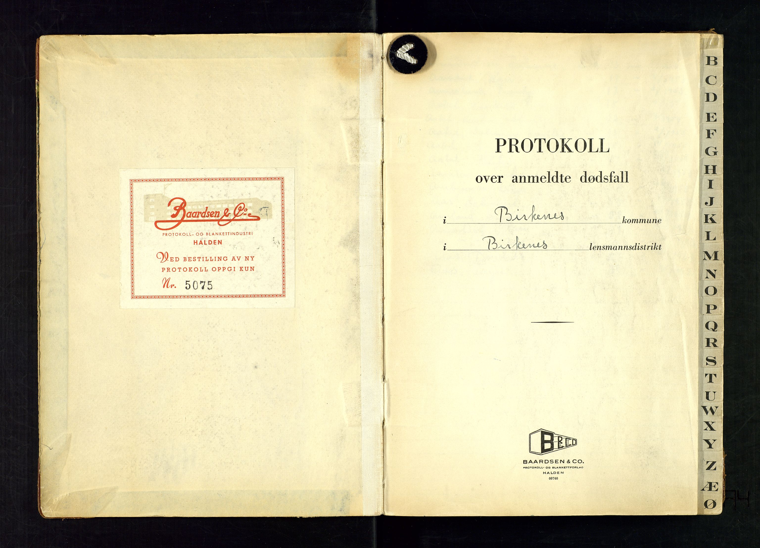 Birkenes lensmannskontor, SAK/1241-0004/F/Fe/L0001/0005: Dødsfallsprotokoller / Dødsfallsprotokoll, 1950-1963