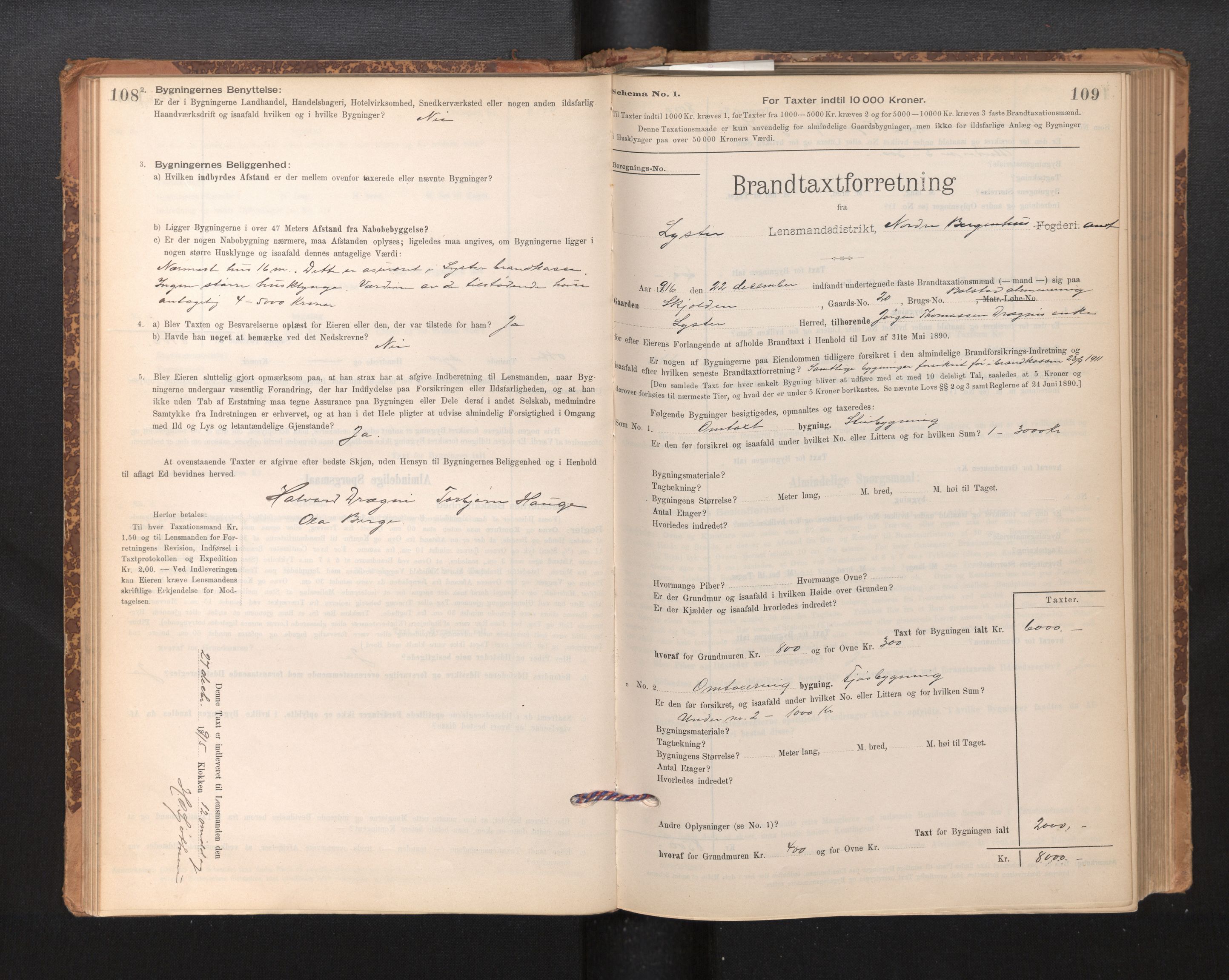 Lensmannen i Luster, SAB/A-29301/0012/L0007: Branntakstprotokoll, skjematakst, 1895-1935, s. 108-109