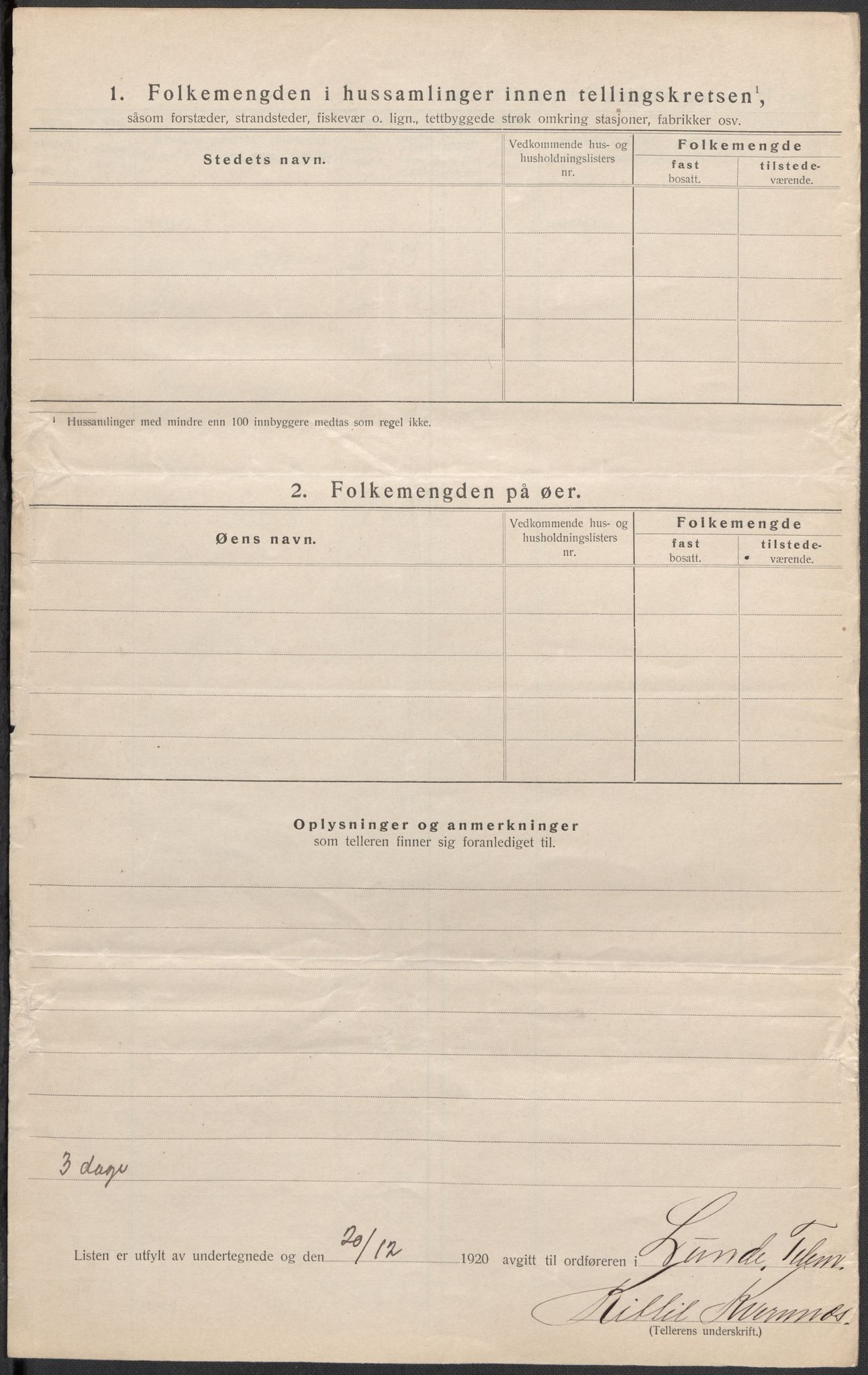 SAKO, Folketelling 1920 for 0820 Lunde herred, 1920, s. 29