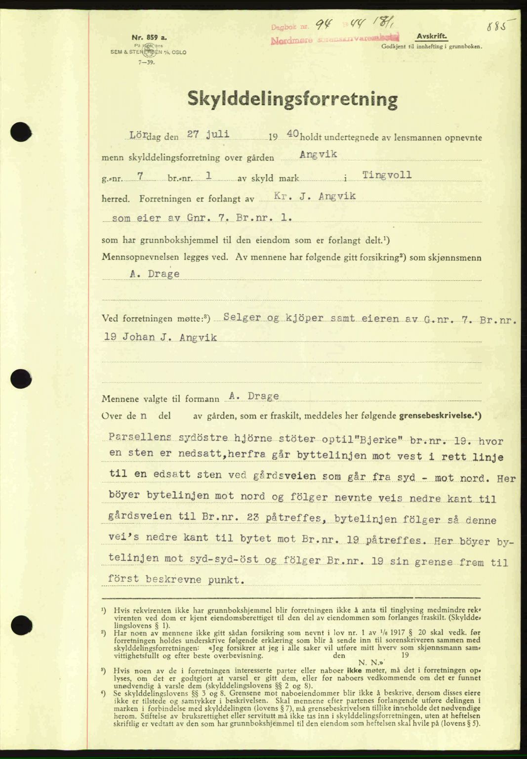 Nordmøre sorenskriveri, SAT/A-4132/1/2/2Ca: Pantebok nr. A96, 1943-1944, Dagboknr: 94/1944