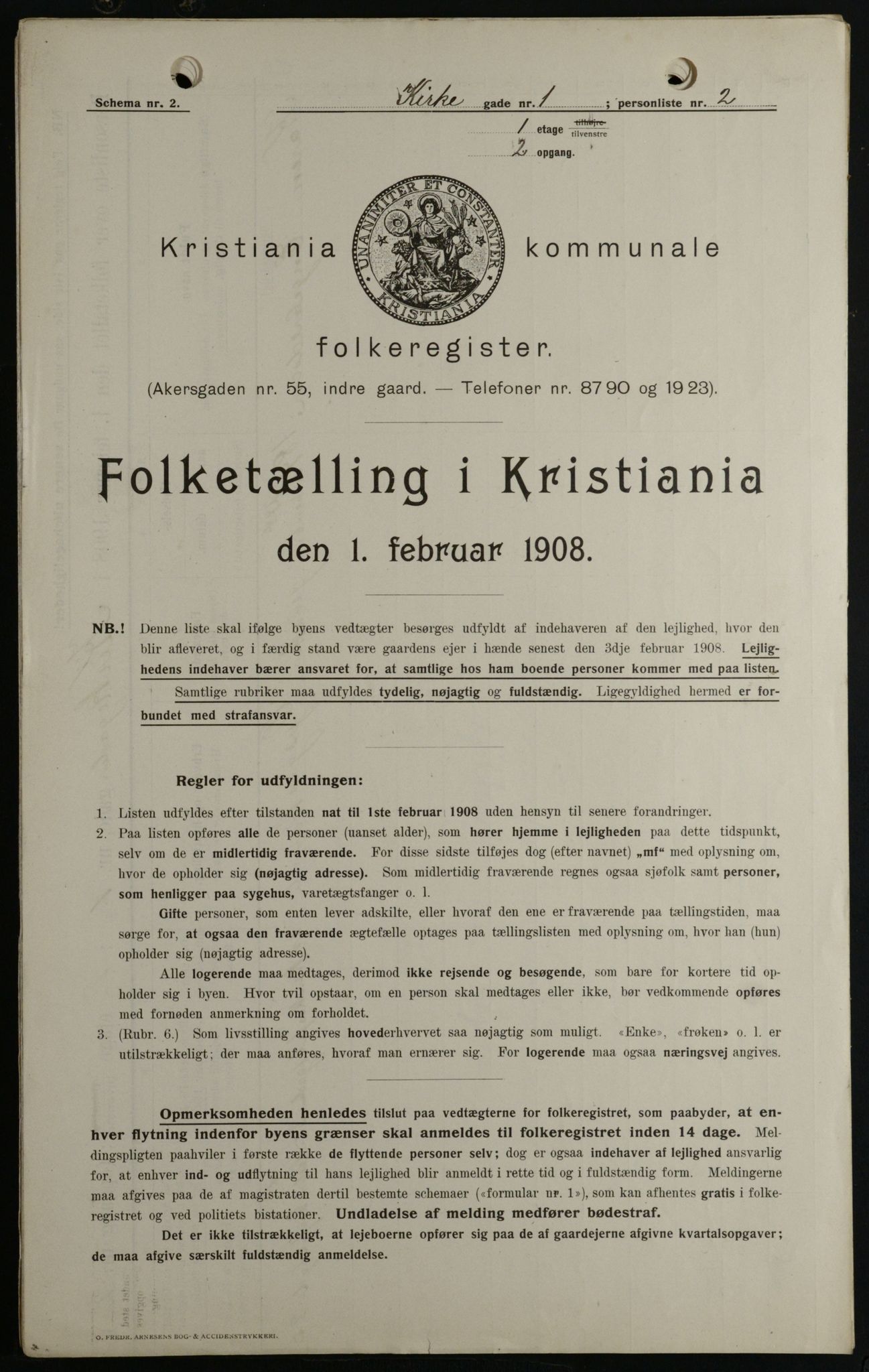 OBA, Kommunal folketelling 1.2.1908 for Kristiania kjøpstad, 1908, s. 44493