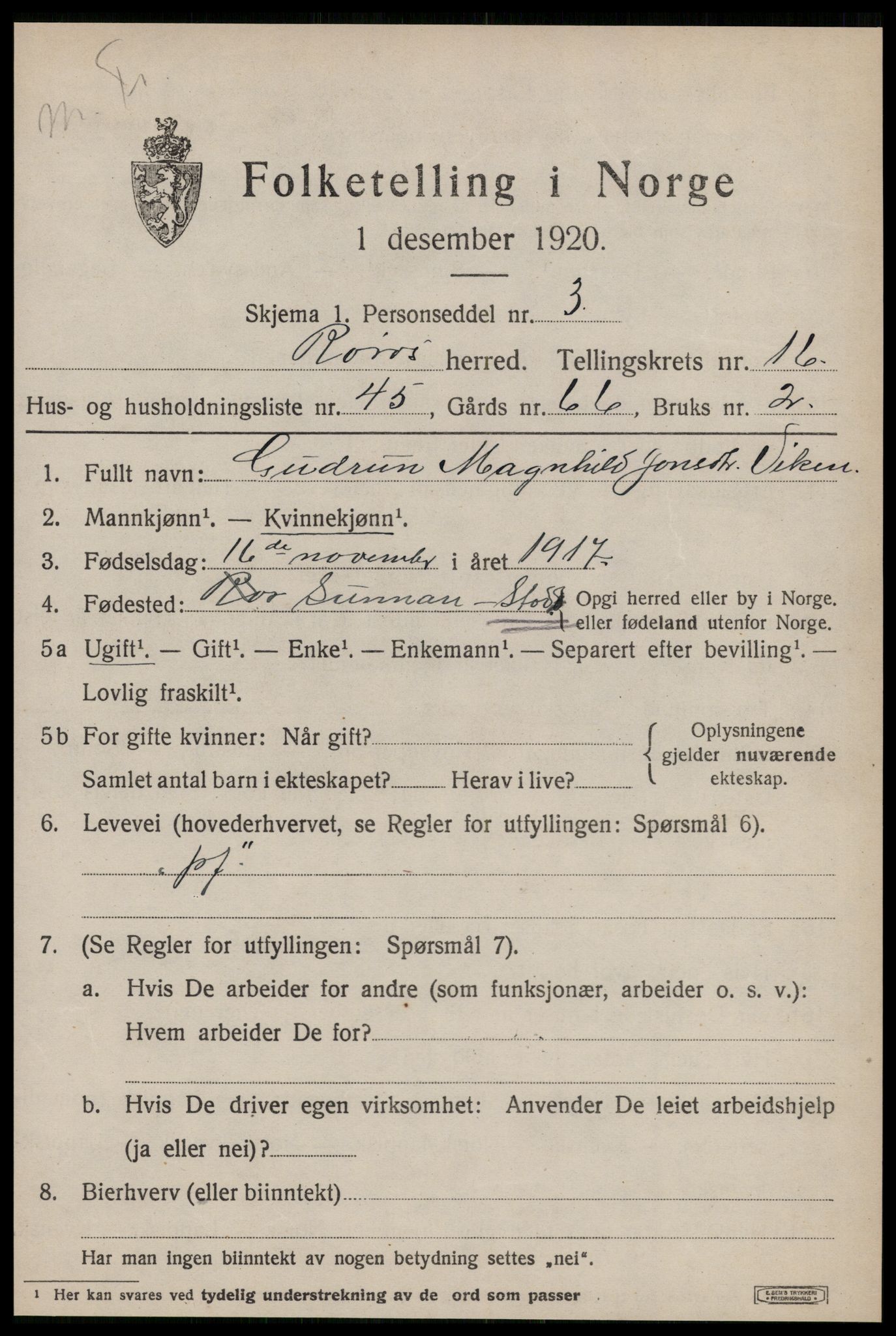 SAT, Folketelling 1920 for 1640 Røros herred, 1920, s. 11528