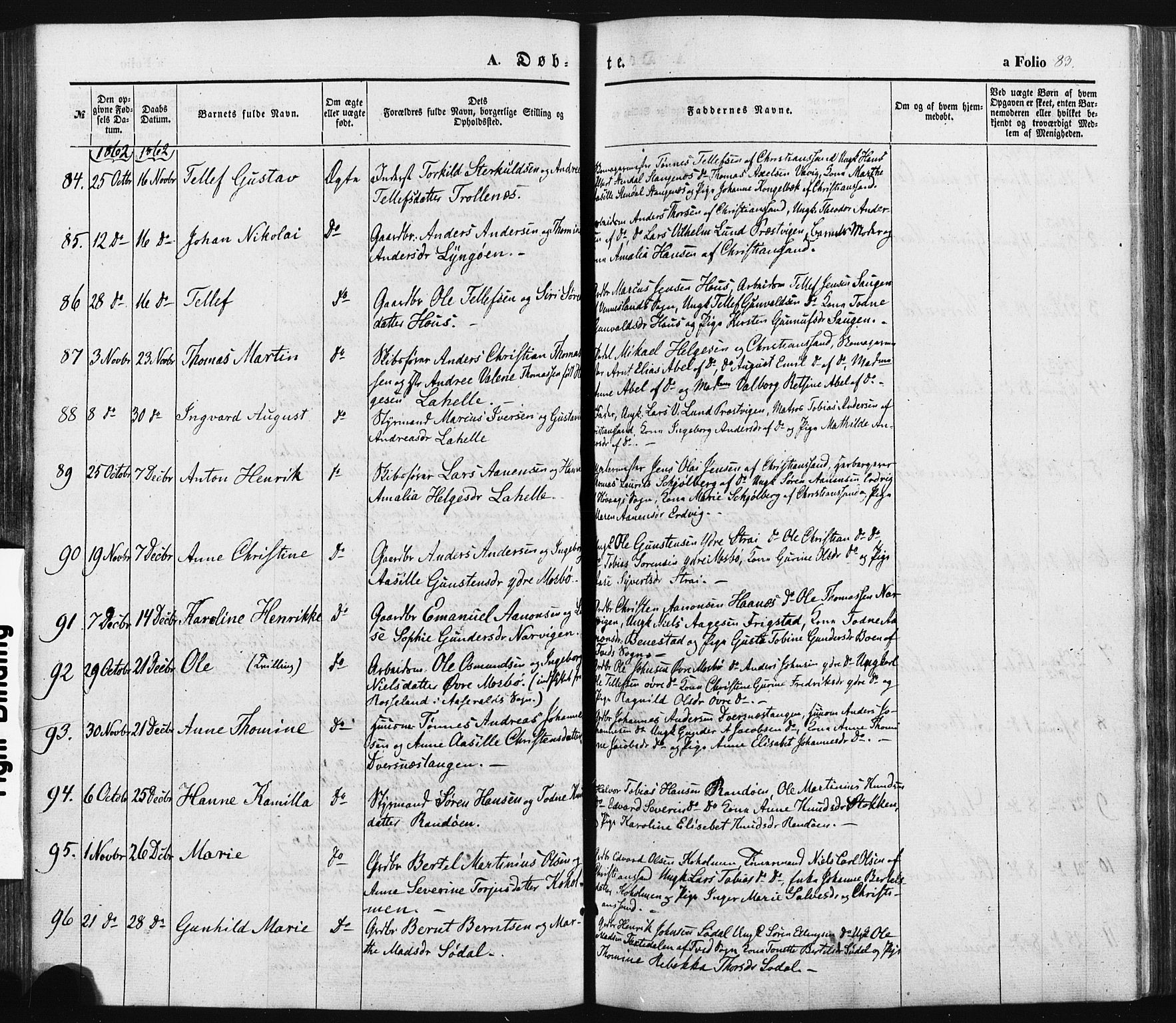 Oddernes sokneprestkontor, AV/SAK-1111-0033/F/Fa/Faa/L0007: Ministerialbok nr. A 7, 1851-1863, s. 83