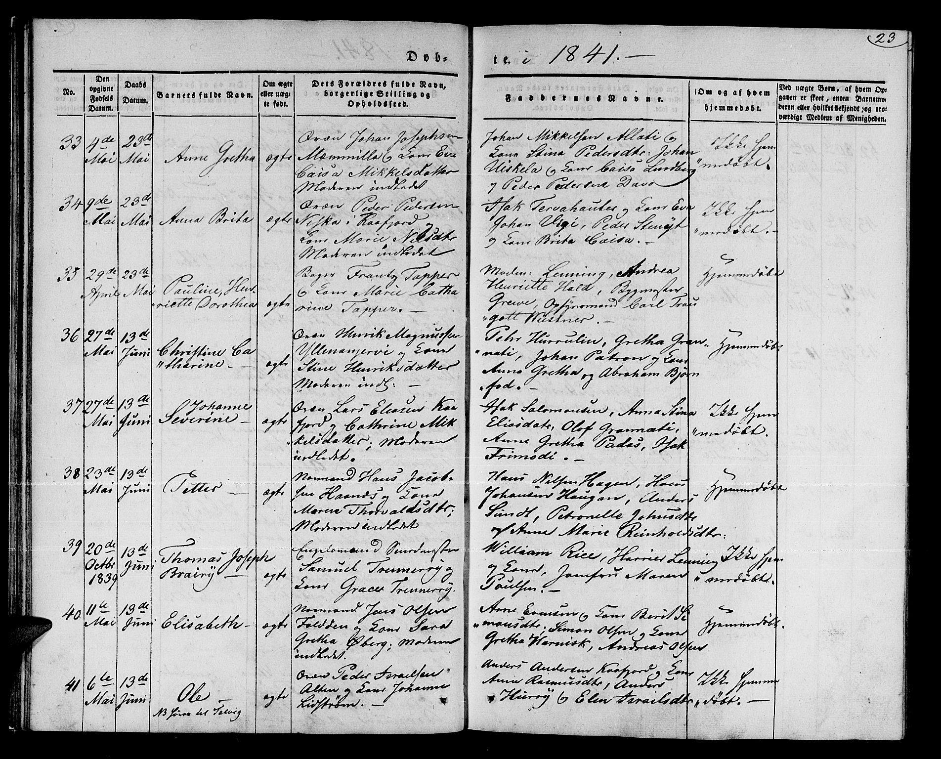 Talvik sokneprestkontor, AV/SATØ-S-1337/H/Ha/L0015kirke: Ministerialbok nr. 15, 1837-1847, s. 23