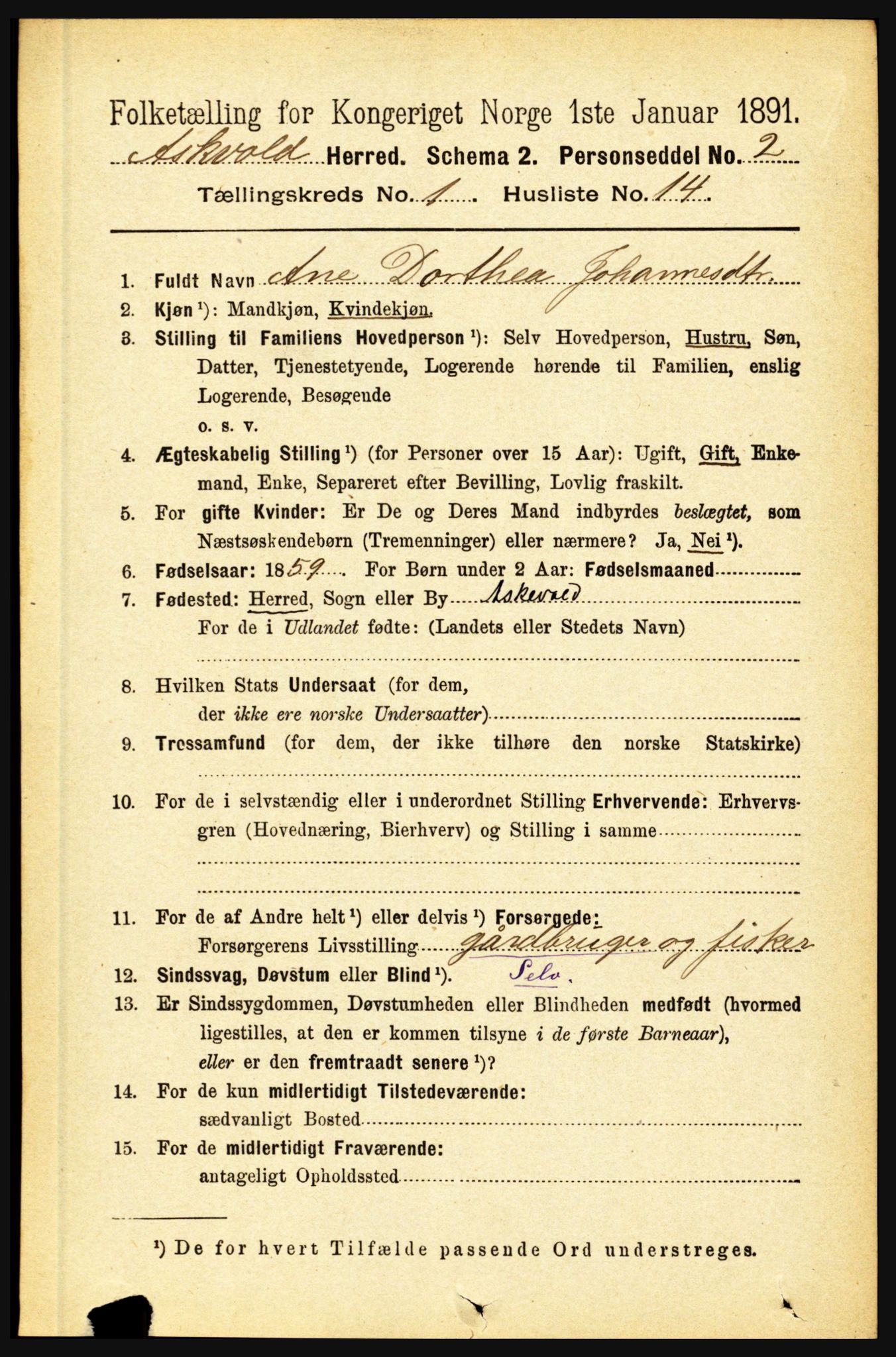 RA, Folketelling 1891 for 1428 Askvoll herred, 1891, s. 152