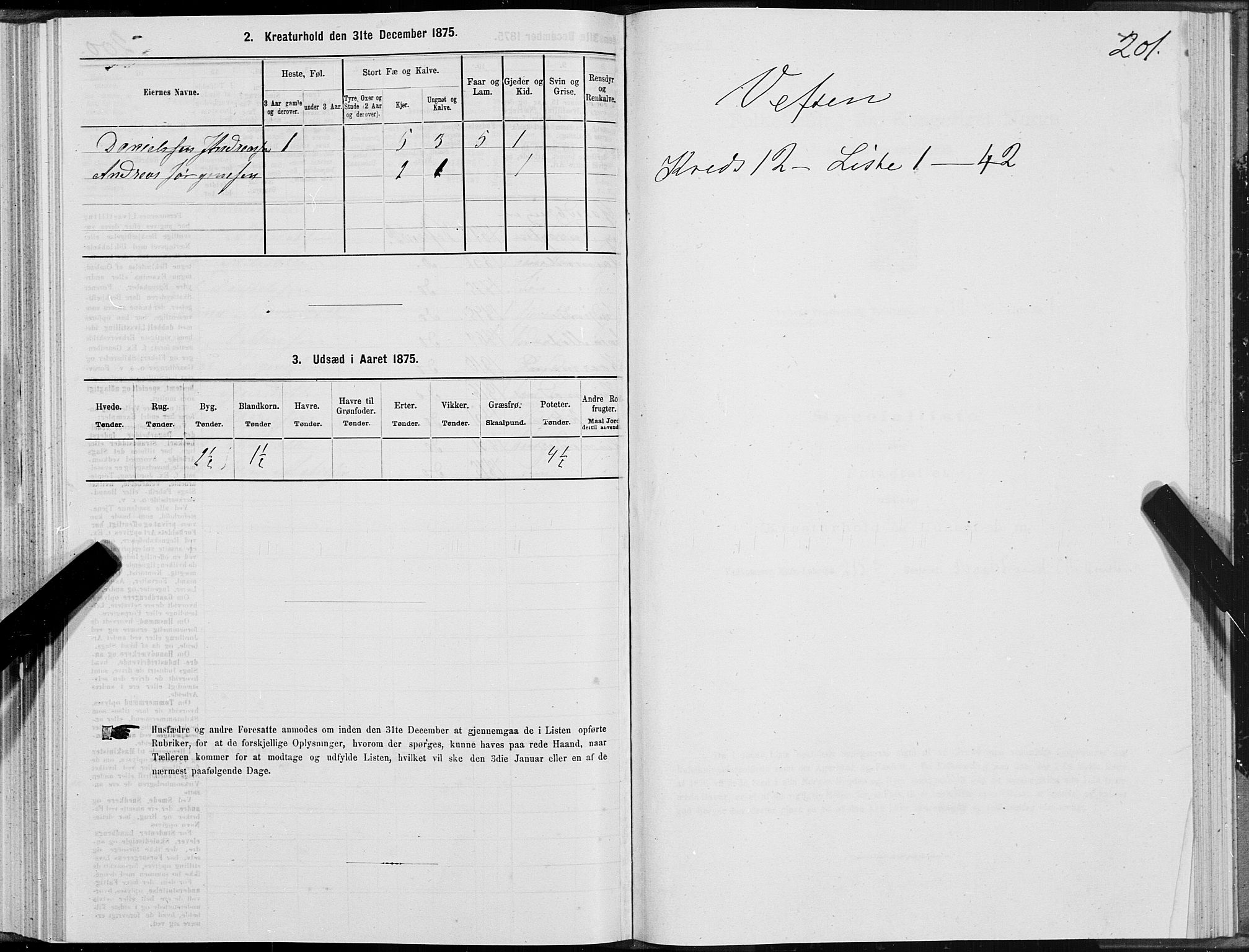 SAT, Folketelling 1875 for 1824L Vefsn prestegjeld, Vefsn sokn, 1875, s. 3201