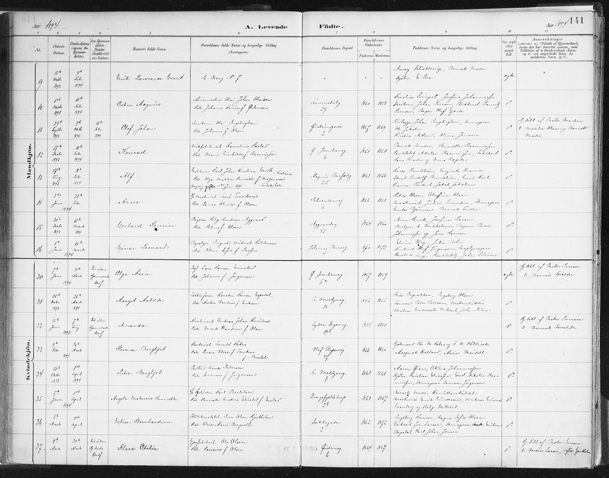 Johanneskirken sokneprestembete, AV/SAB-A-76001/H/Haa/L0001: Ministerialbok nr. A 1, 1885-1900, s. 141