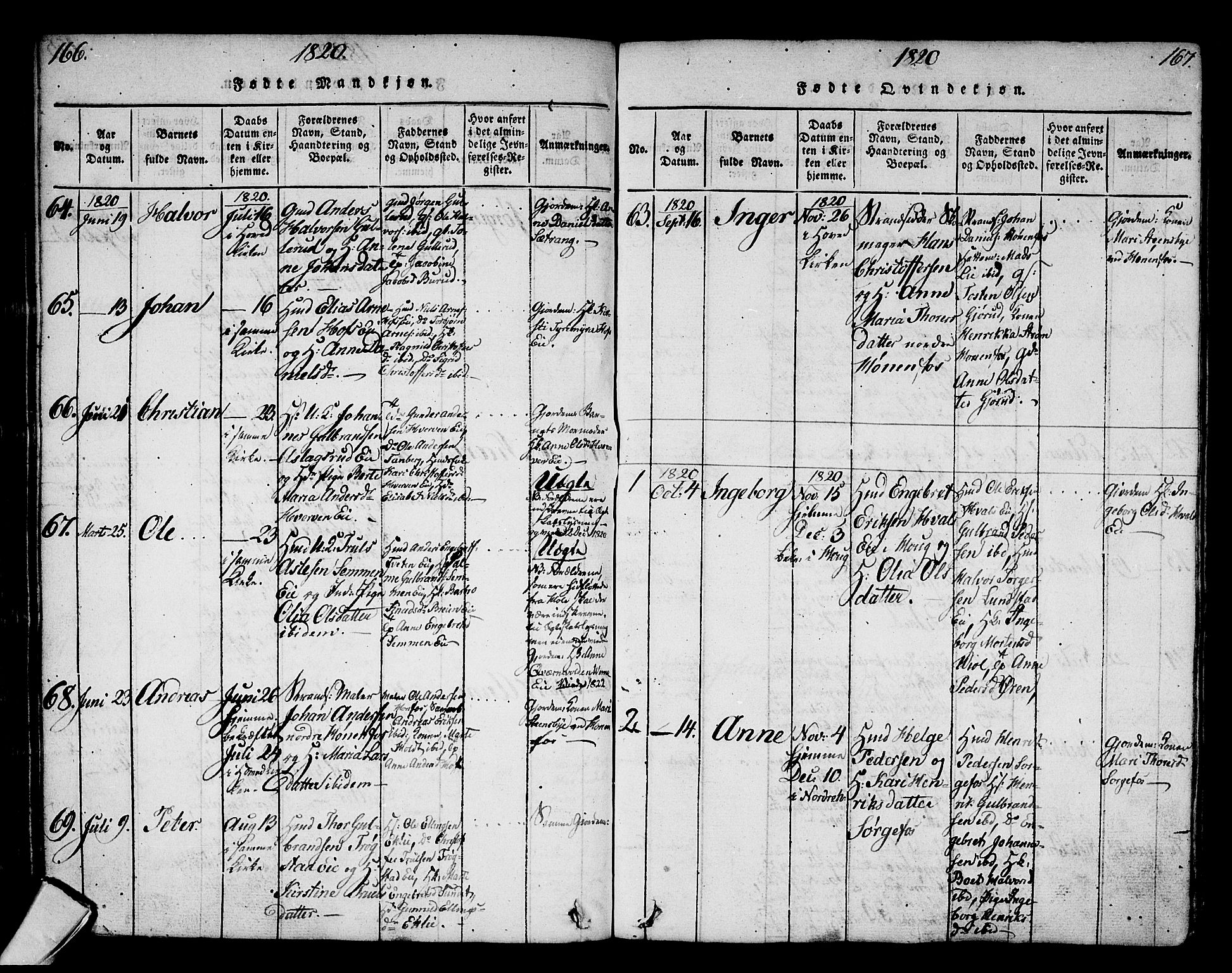 Norderhov kirkebøker, AV/SAKO-A-237/G/Ga/L0002: Klokkerbok nr. I 2, 1814-1867, s. 166-167