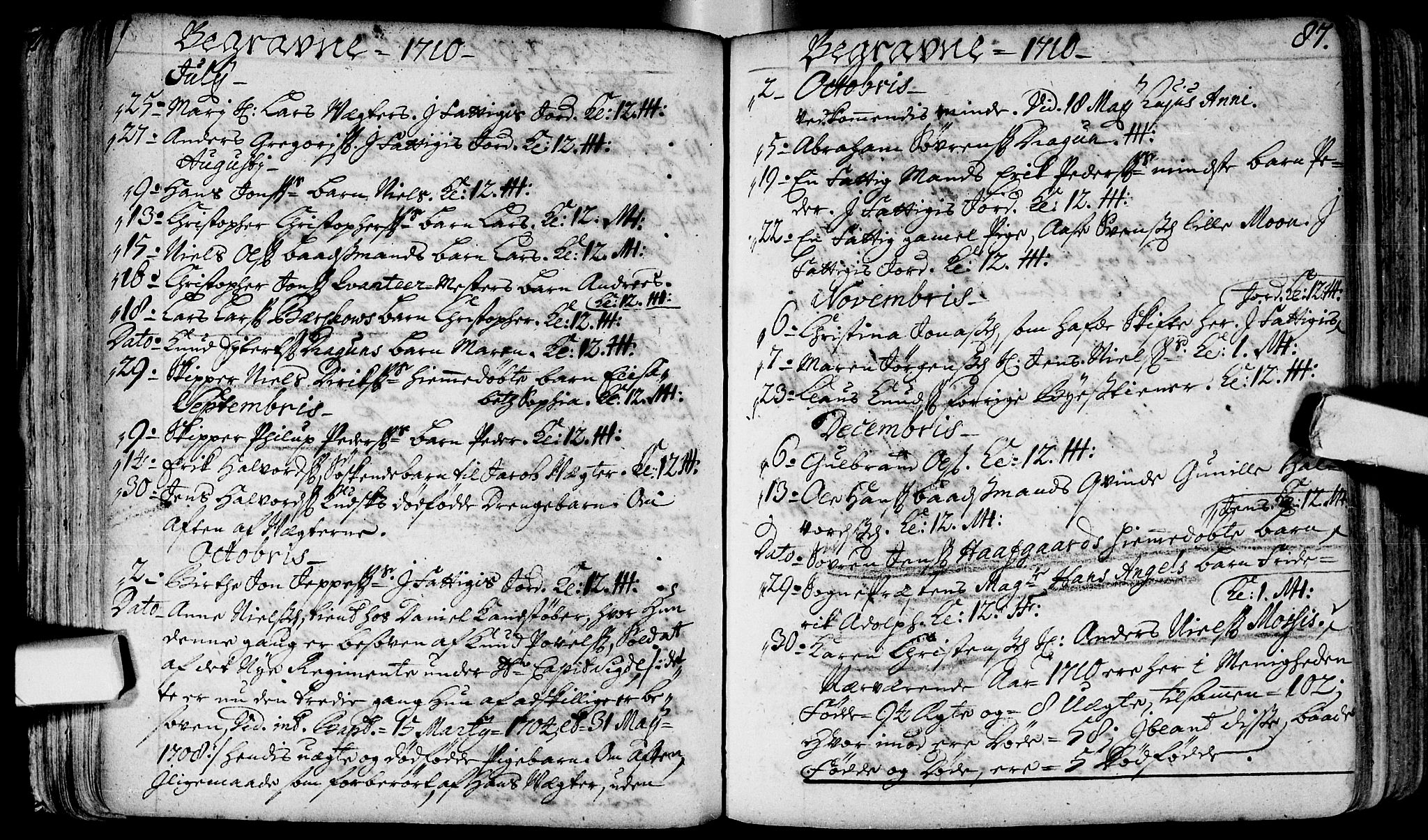 Bragernes kirkebøker, AV/SAKO-A-6/F/Fa/L0003: Ministerialbok nr. I 3, 1706-1734, s. 87