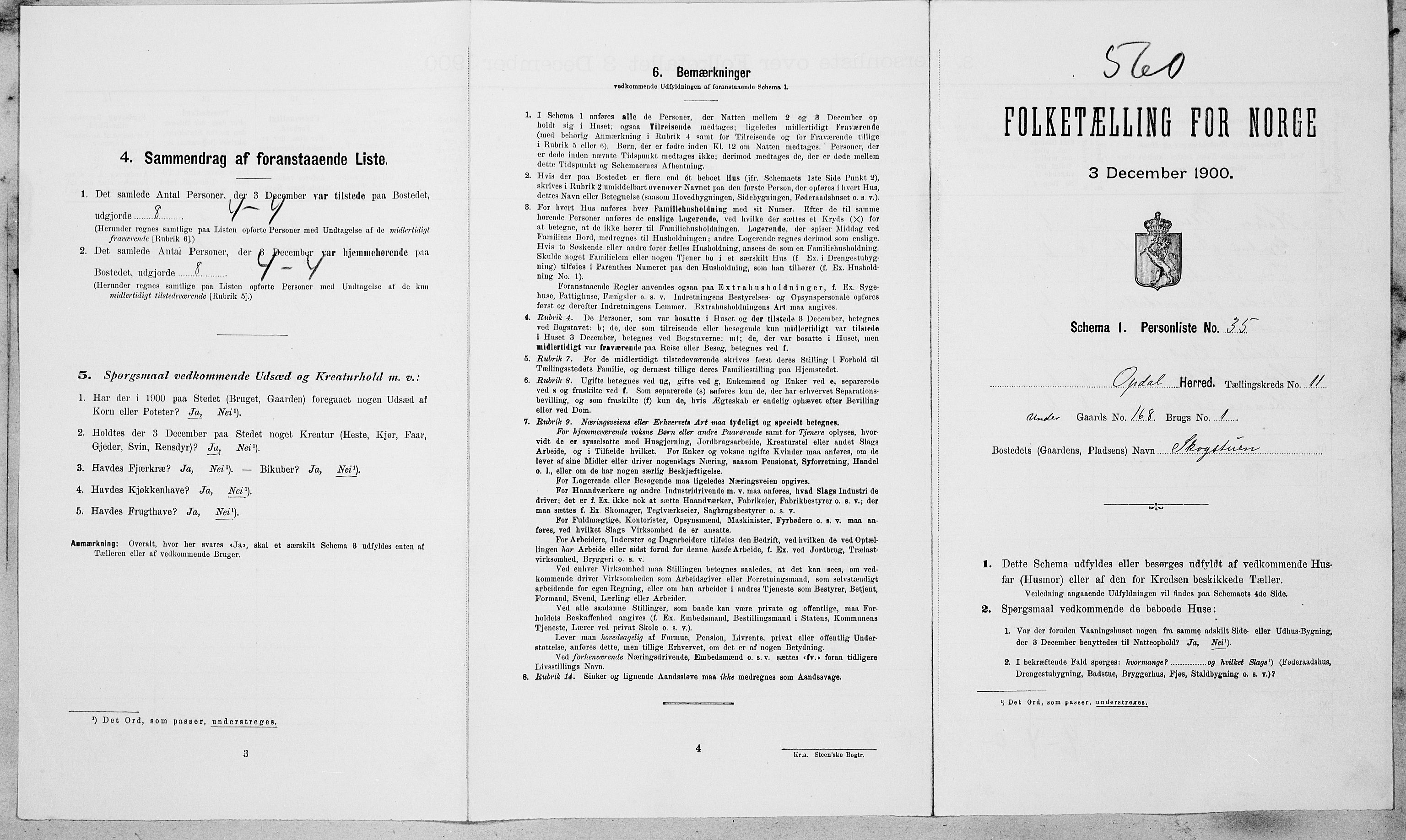 SAT, Folketelling 1900 for 1634 Oppdal herred, 1900, s. 918