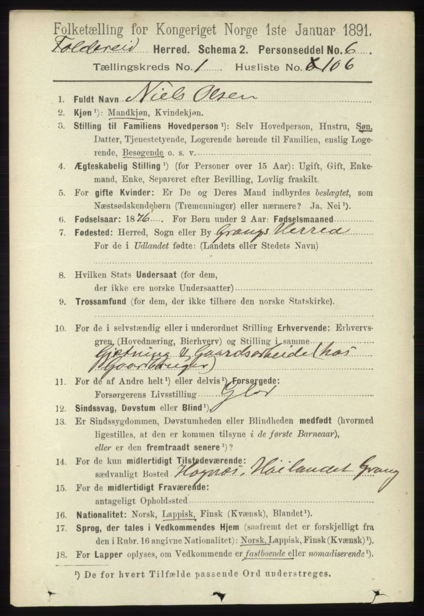 RA, Folketelling 1891 for 1753 Foldereid herred, 1891, s. 789