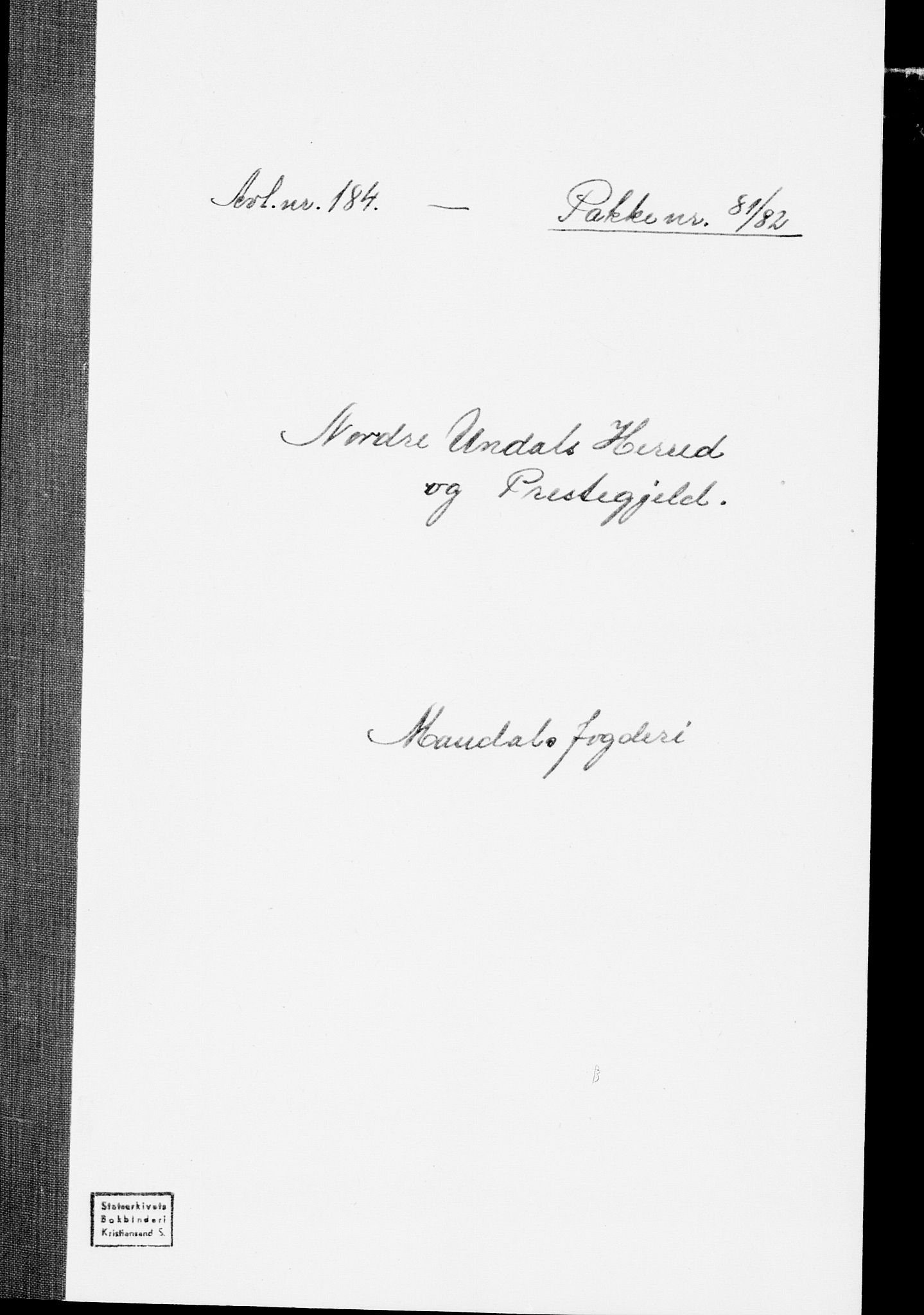 SAK, Folketelling 1875 for 1028P Nord-Audnedal prestegjeld, 1875, s. 1