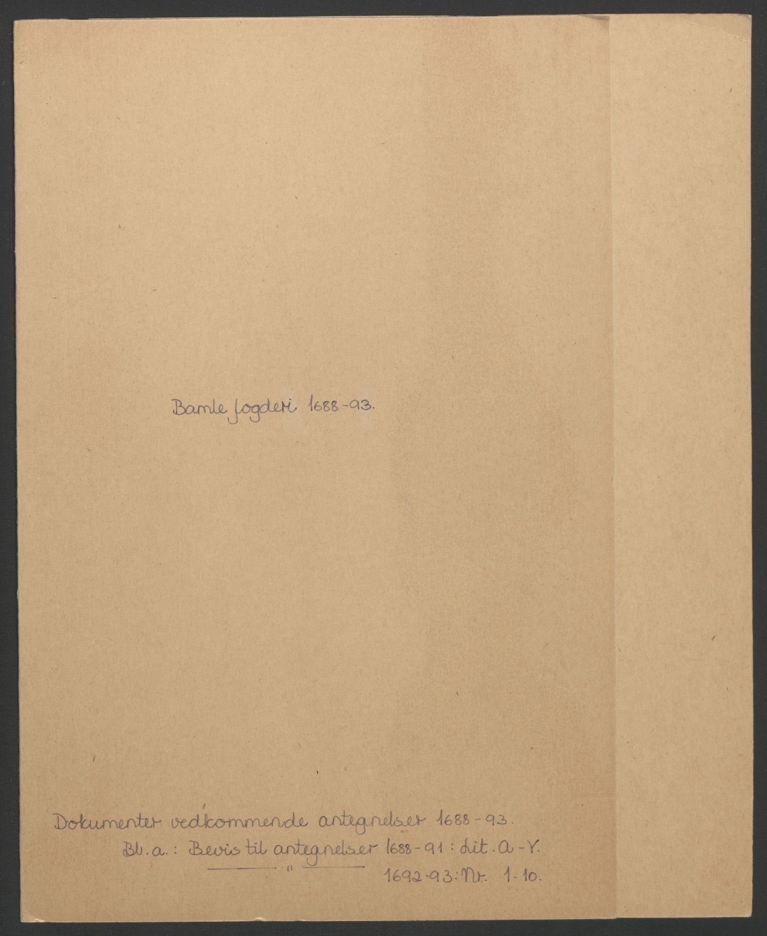 Rentekammeret inntil 1814, Reviderte regnskaper, Fogderegnskap, AV/RA-EA-4092/R34/L2053: Fogderegnskap Bamble, 1693, s. 97